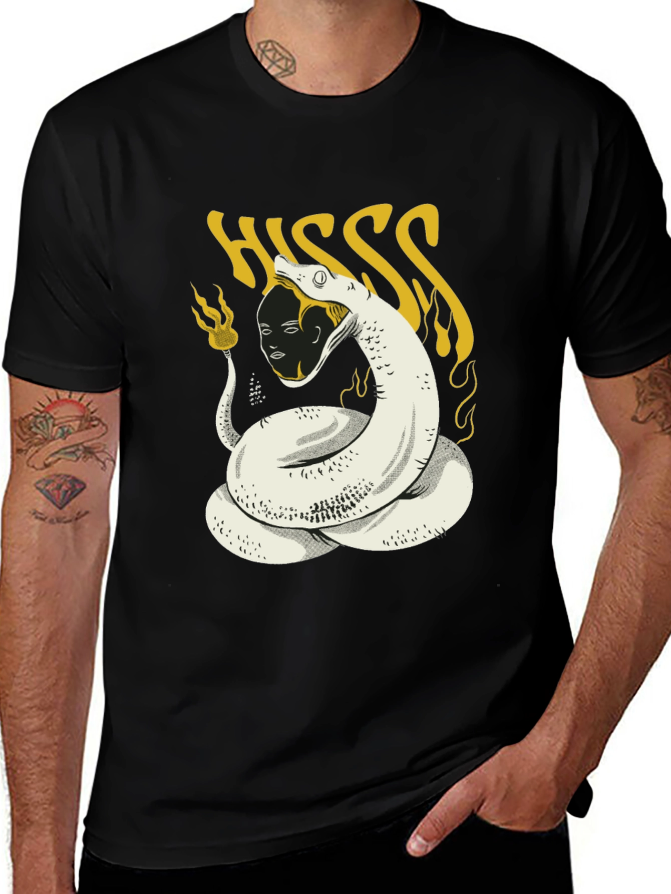 Variant 21 of HISS Graphic Tee - Snake & Face Print