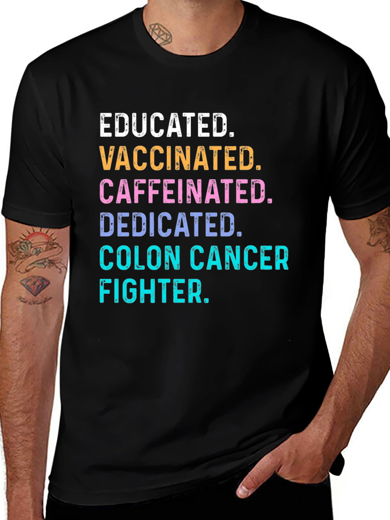 Variant 19 of Educated Vaccinated Colon Cancer Fighter T-Shirt