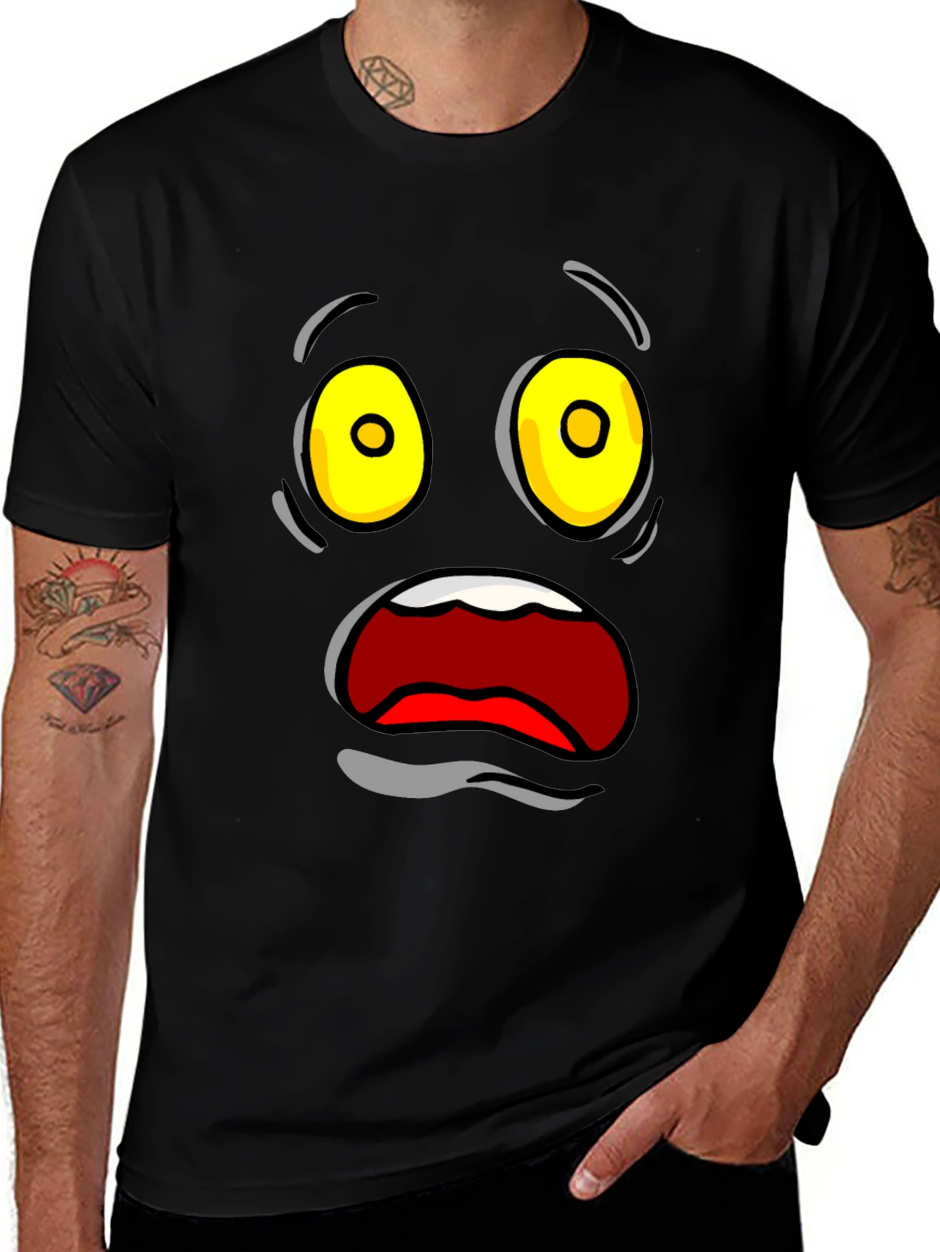 Variant 27 of Shocked Face Graphic T-Shirt - Black