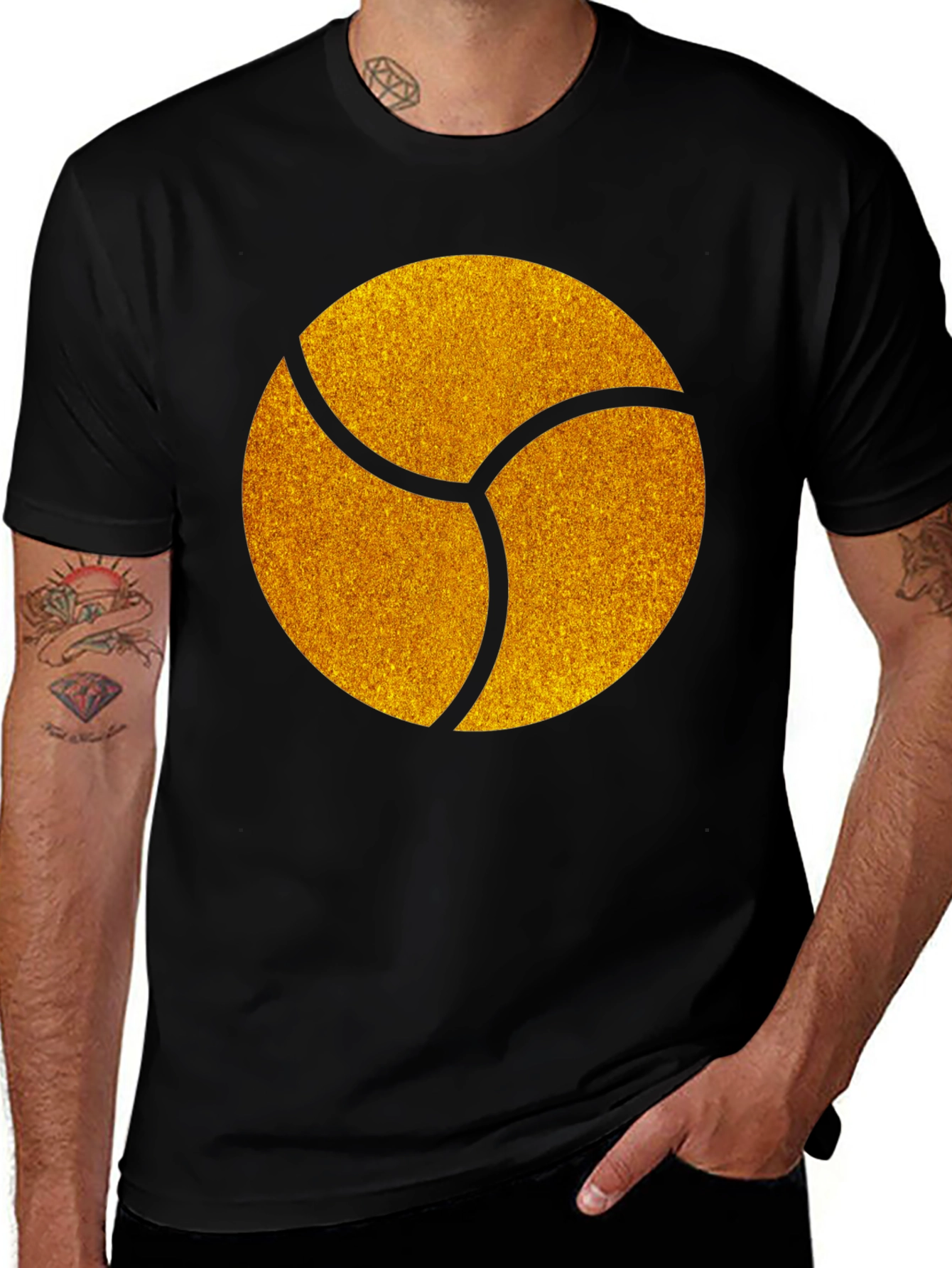 Variant 20 of Graphic Tee - Gold Trefoil Design - Black