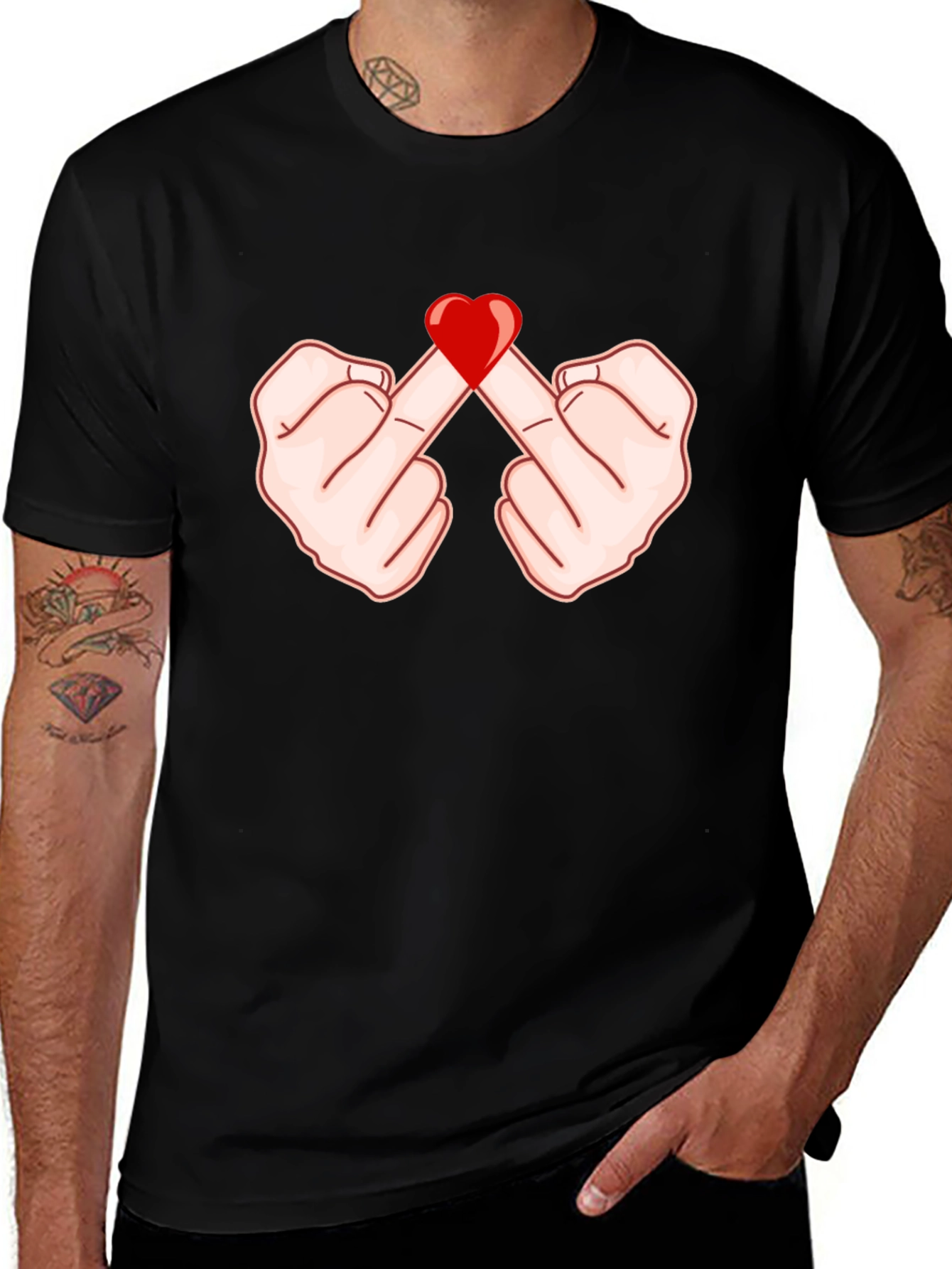 Variant 13 of Middle Finger Heart Graphic Tee - Unisex Black T-Shirt