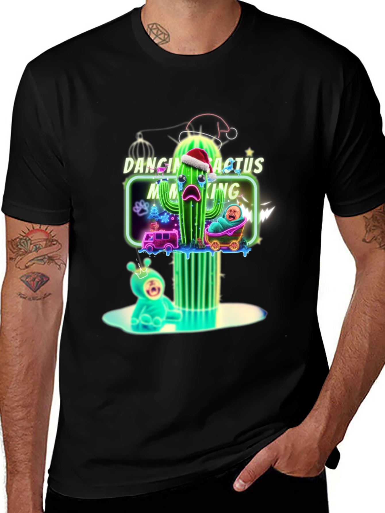 Variant 25 of Dancing Cactus Making Me Cry T-Shirt - Funny Xmas Tee
