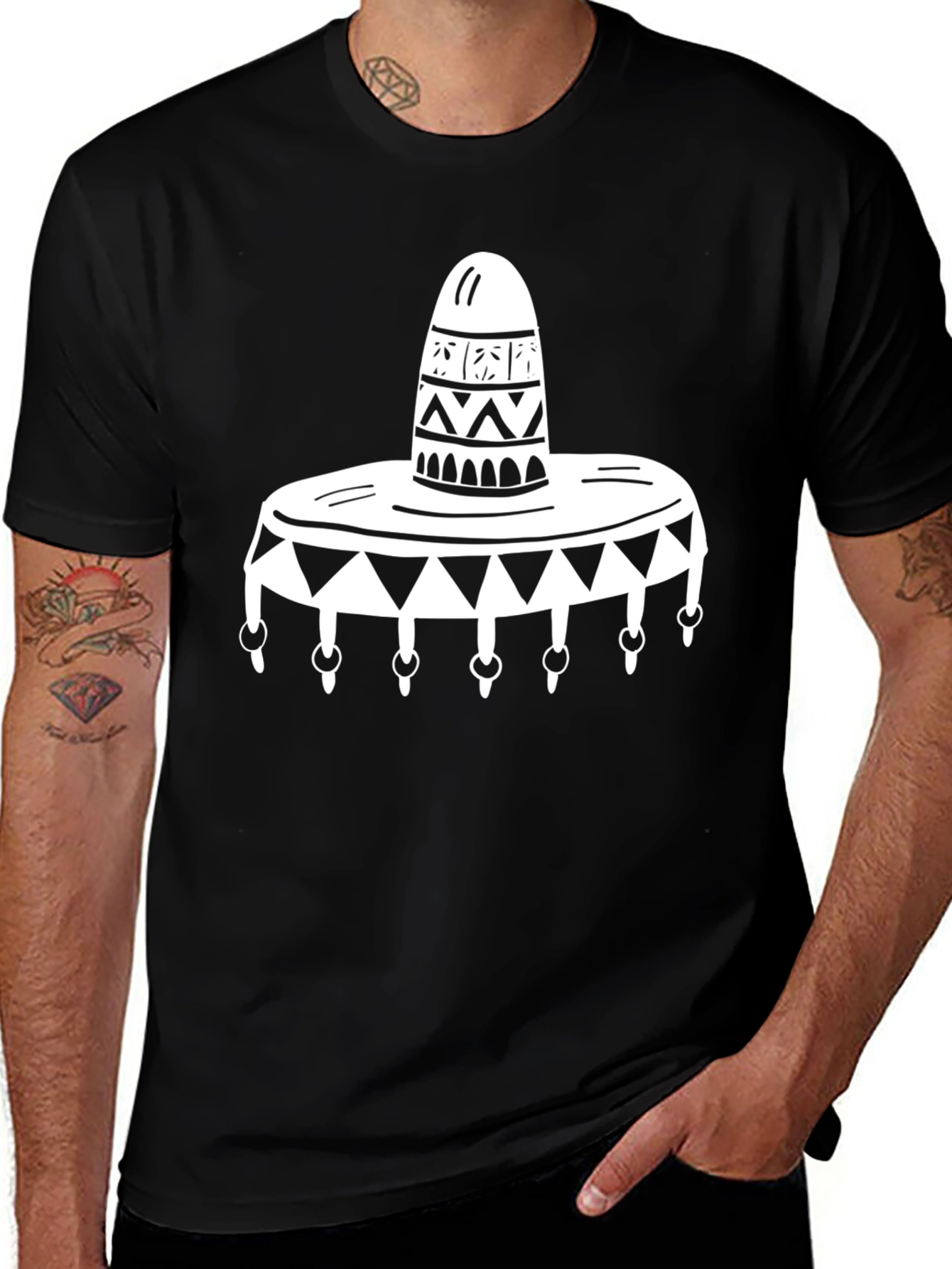 Variant 10 of Sombrero Graphic Tee - Casual Black T-Shirt
