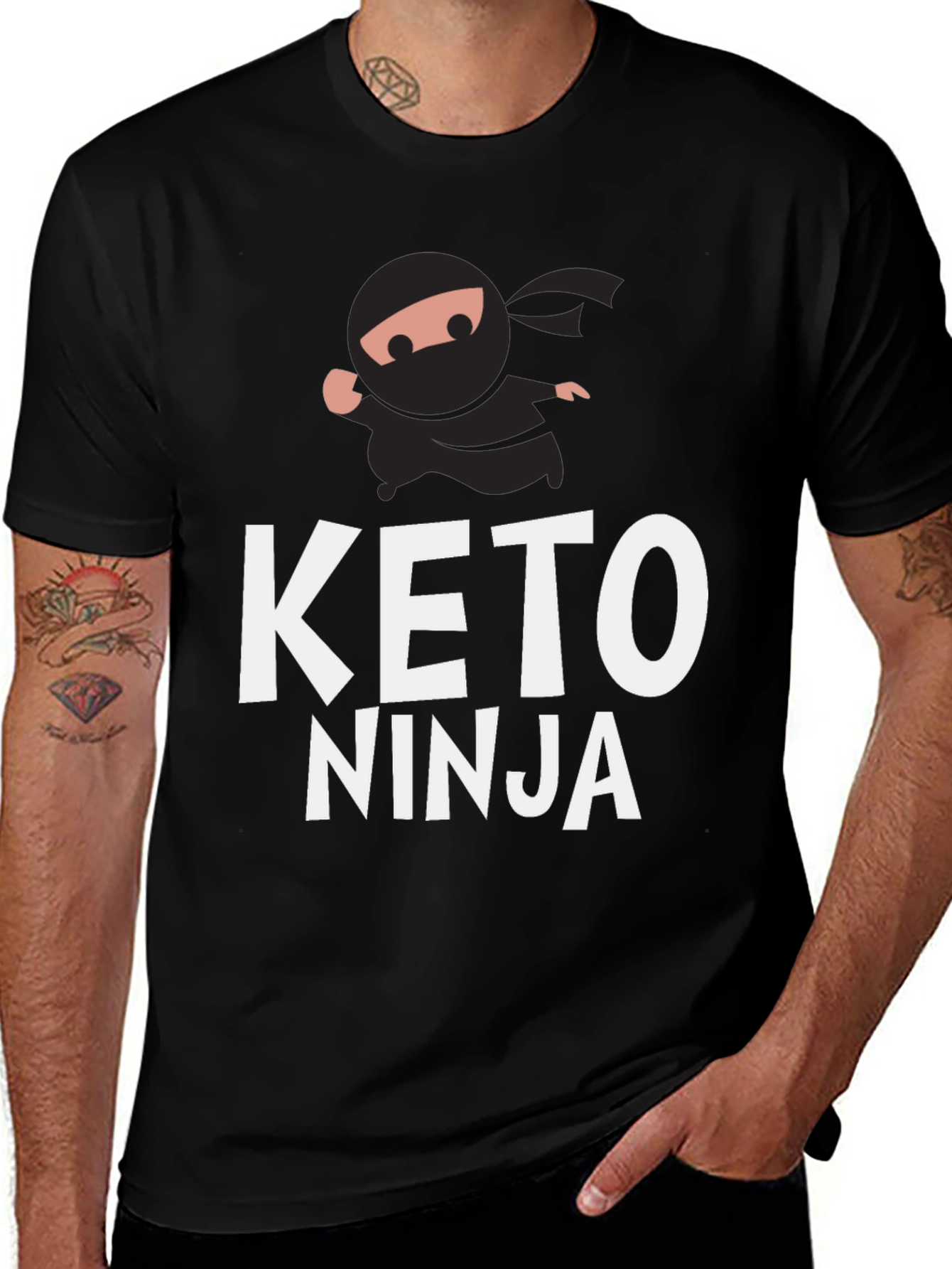 Variant 30 of Keto Ninja Graphic T-Shirt - Black Cotton Tee