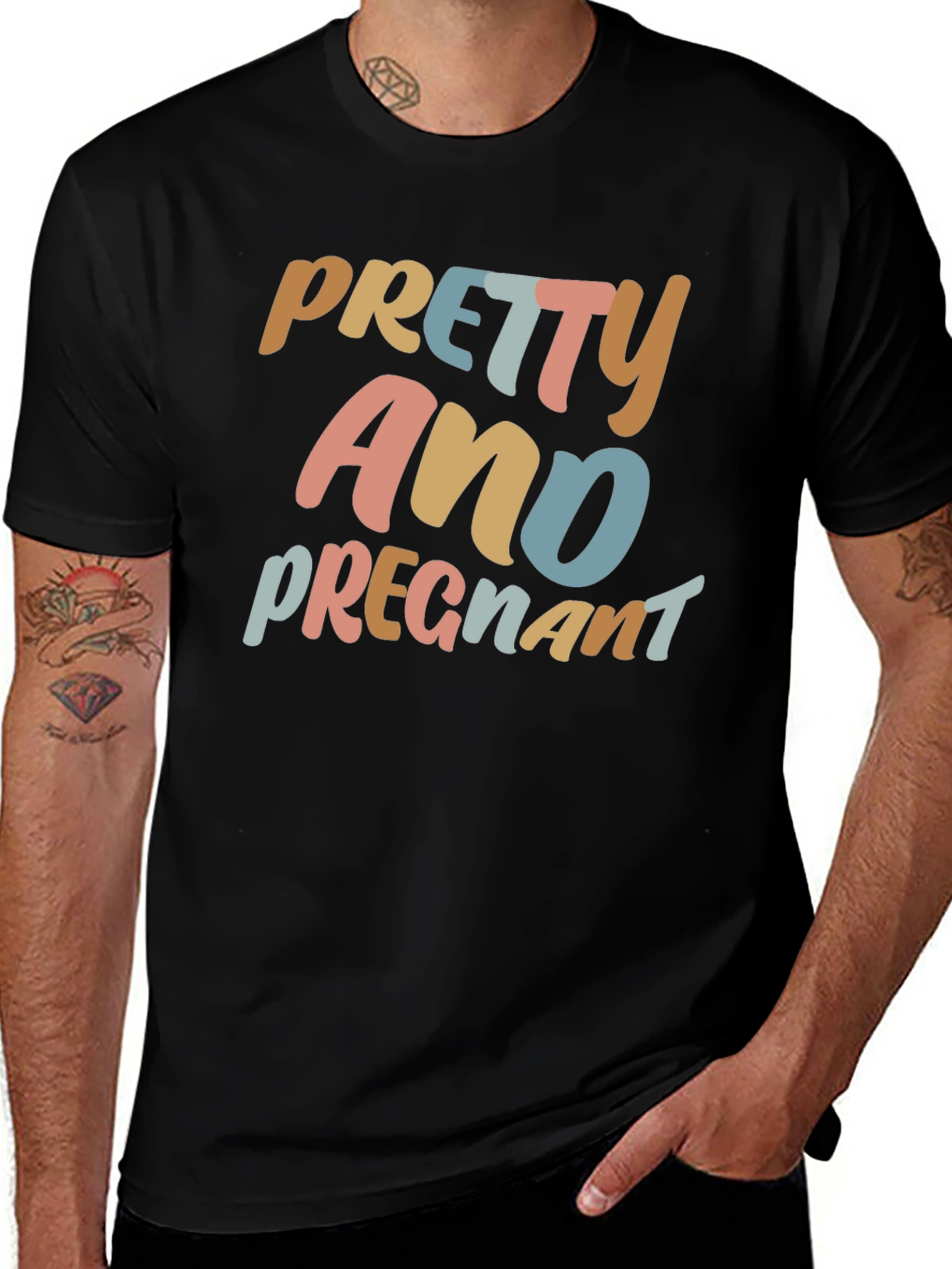 Pretty and Pregnant Graphic Tee - Black Cotton T-Shirt