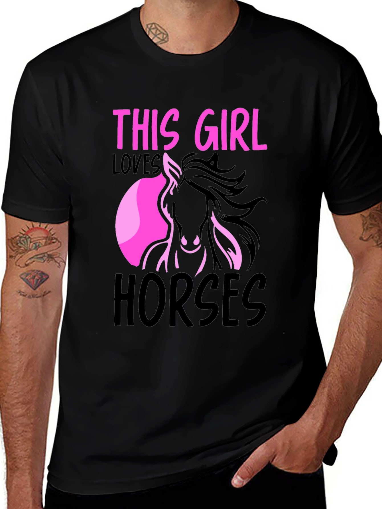 Black This Girl Loves Horses Graphic Tee main image