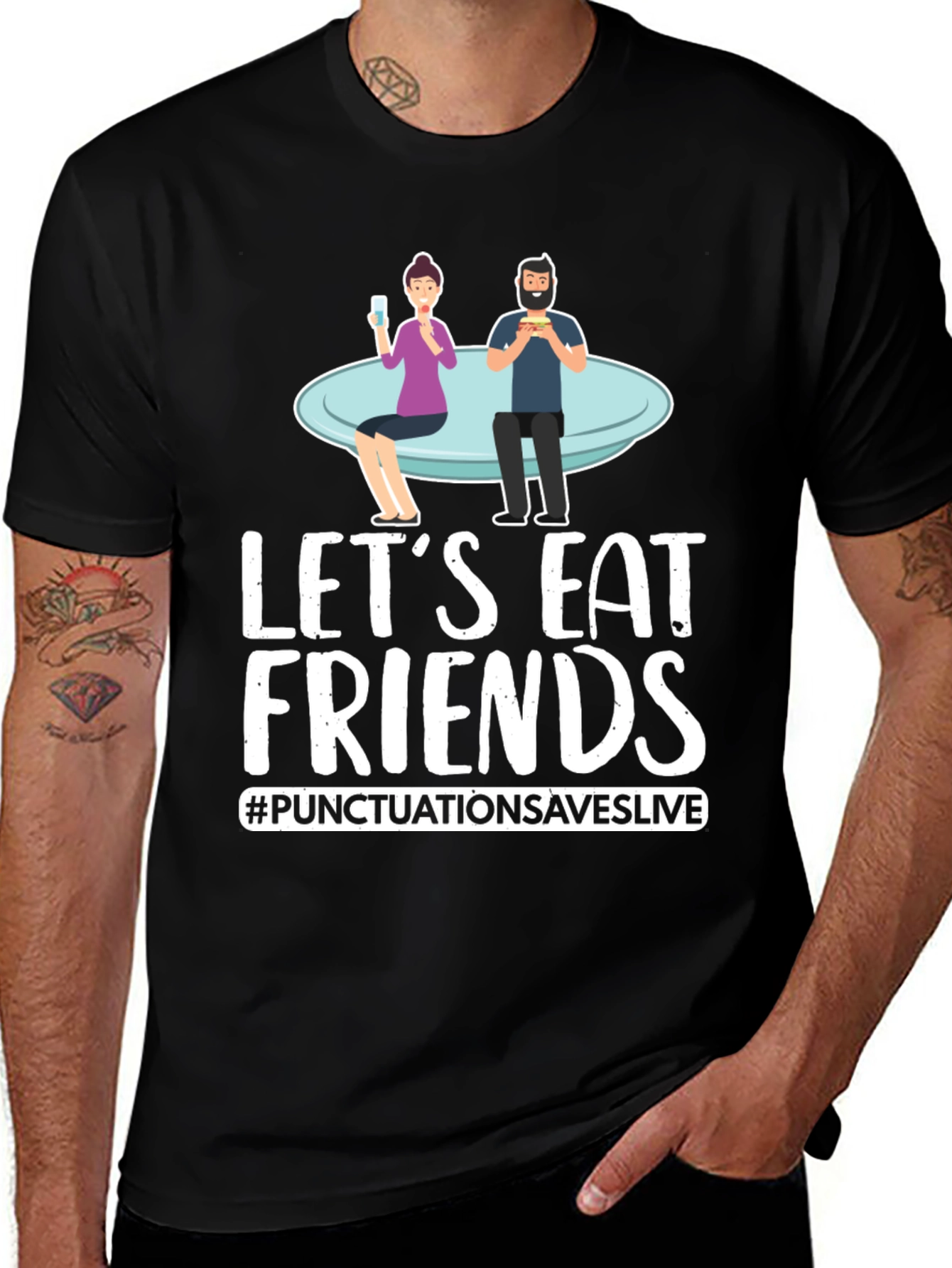 Let's Eat Friends T-Shirt Punctuation Saves Lives