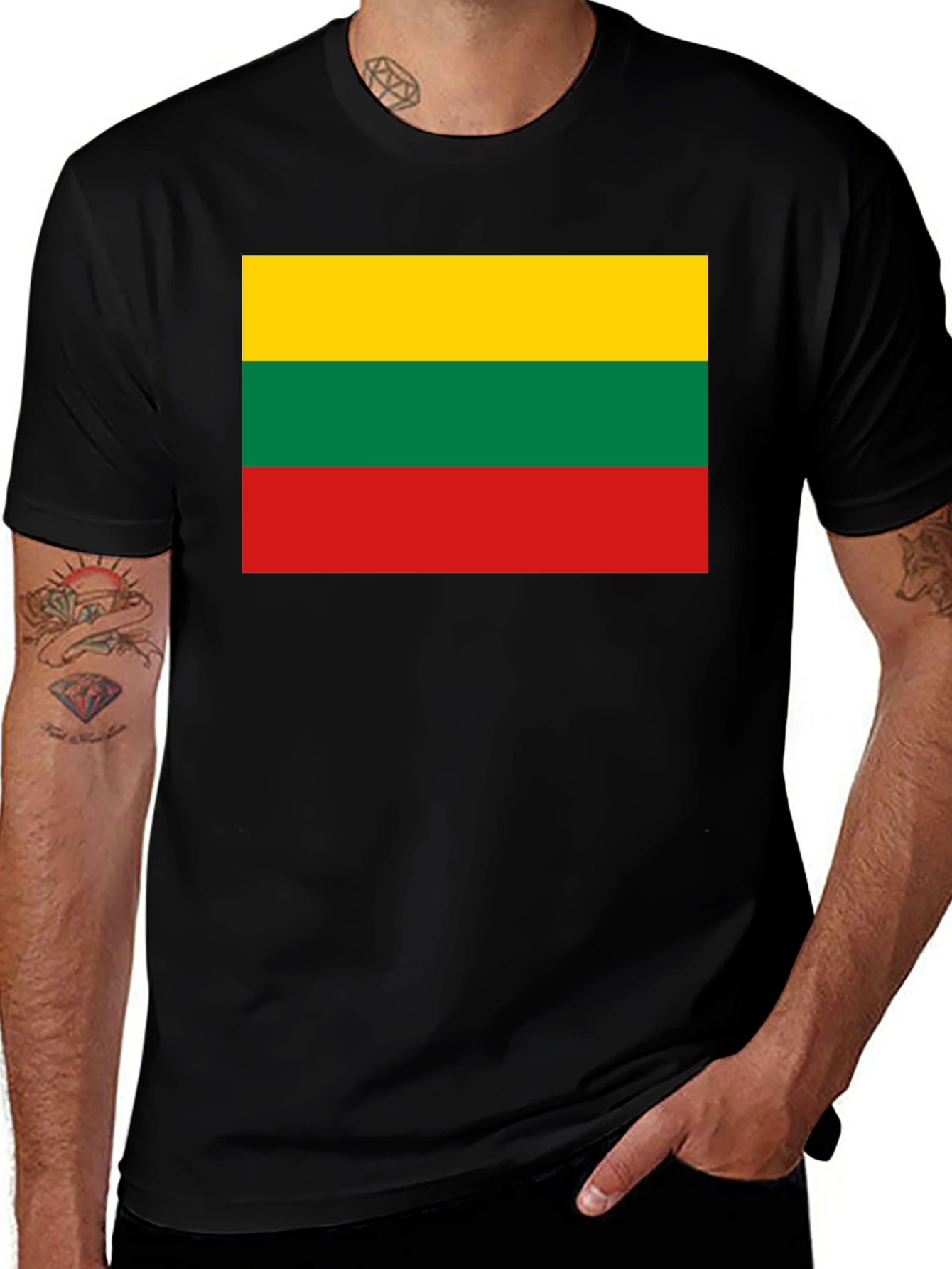 Lithuania Flag T-Shirt - Black Cotton Tee