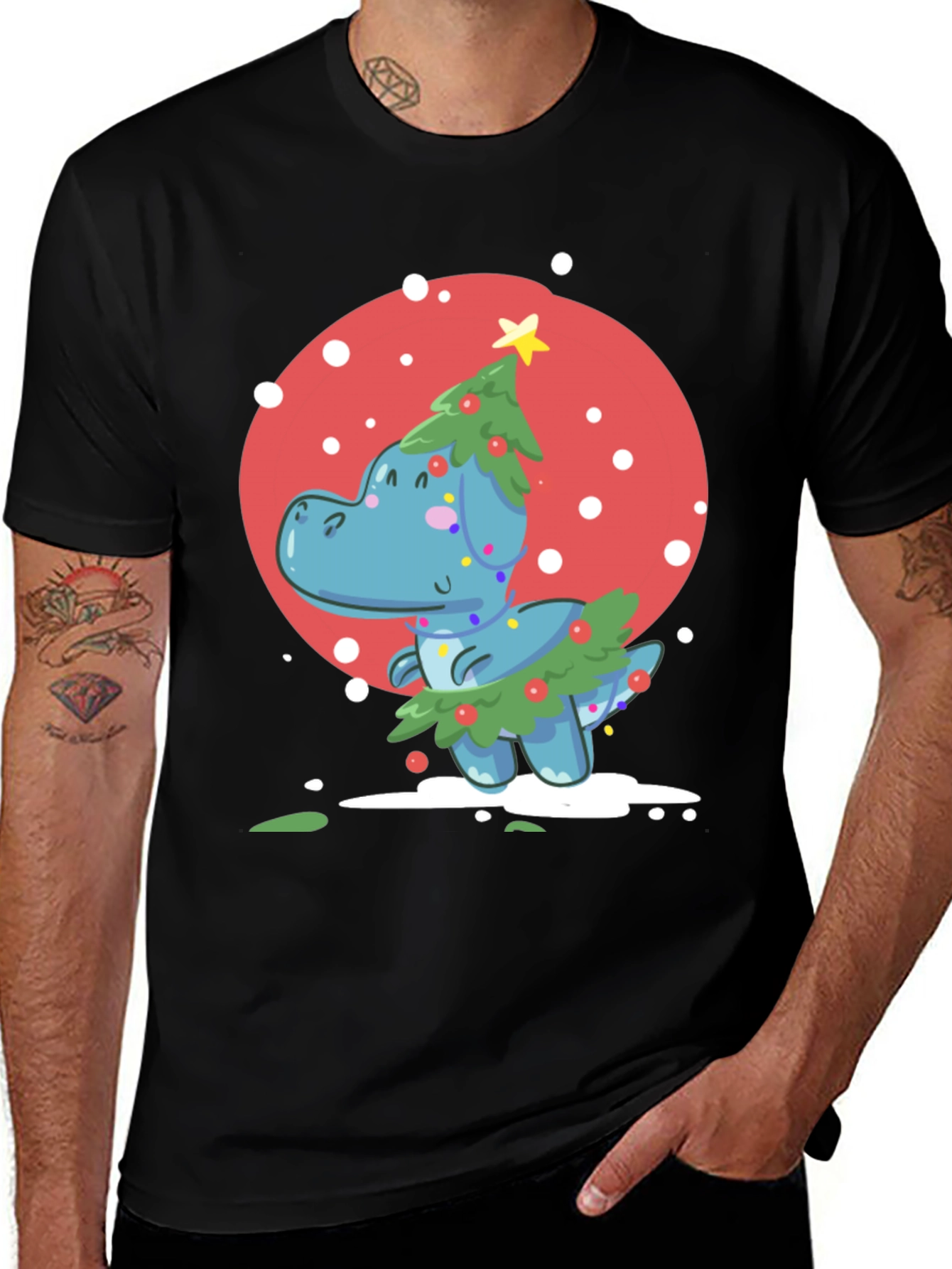Festive Dino Christmas T-Shirt