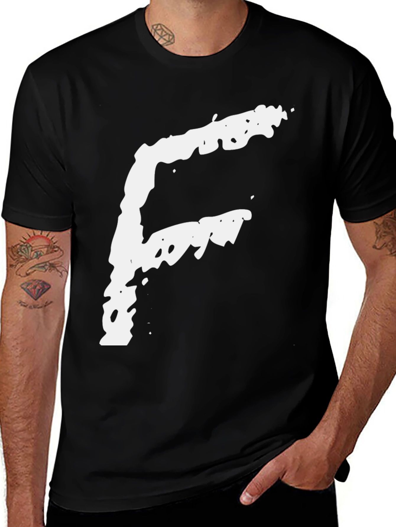 Variant 15 of Bold Graphic Tee - White "G" Print on Black
