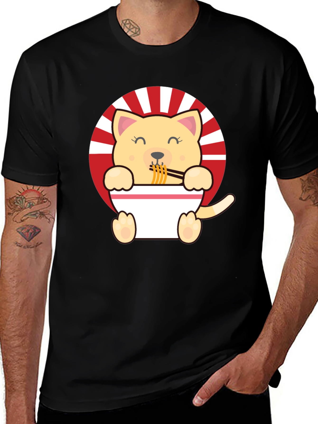 Variant 12 of Cute Ramen Cat Graphic T-Shirt