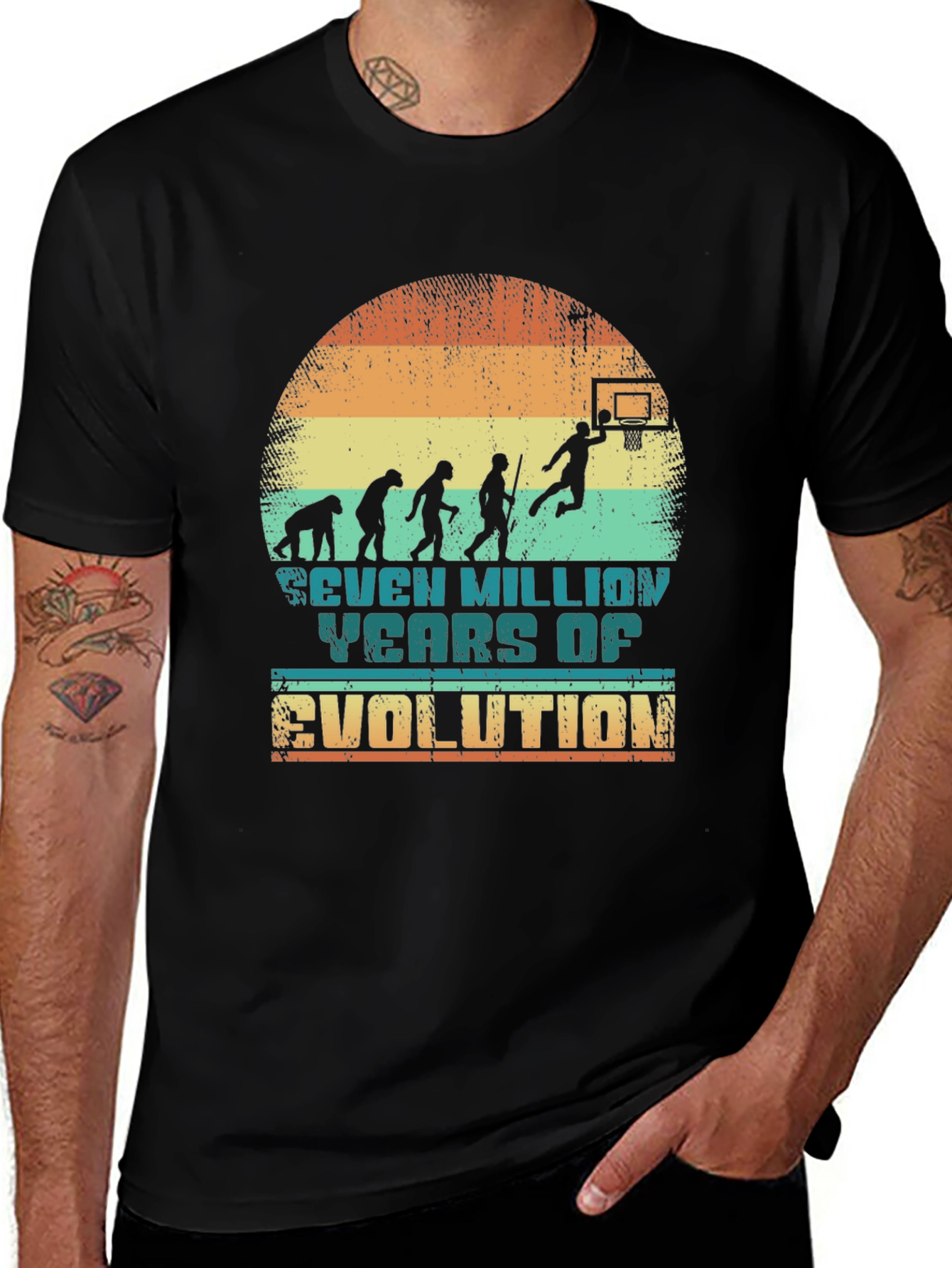 Black Evolution of Basketball T-Shirt main image