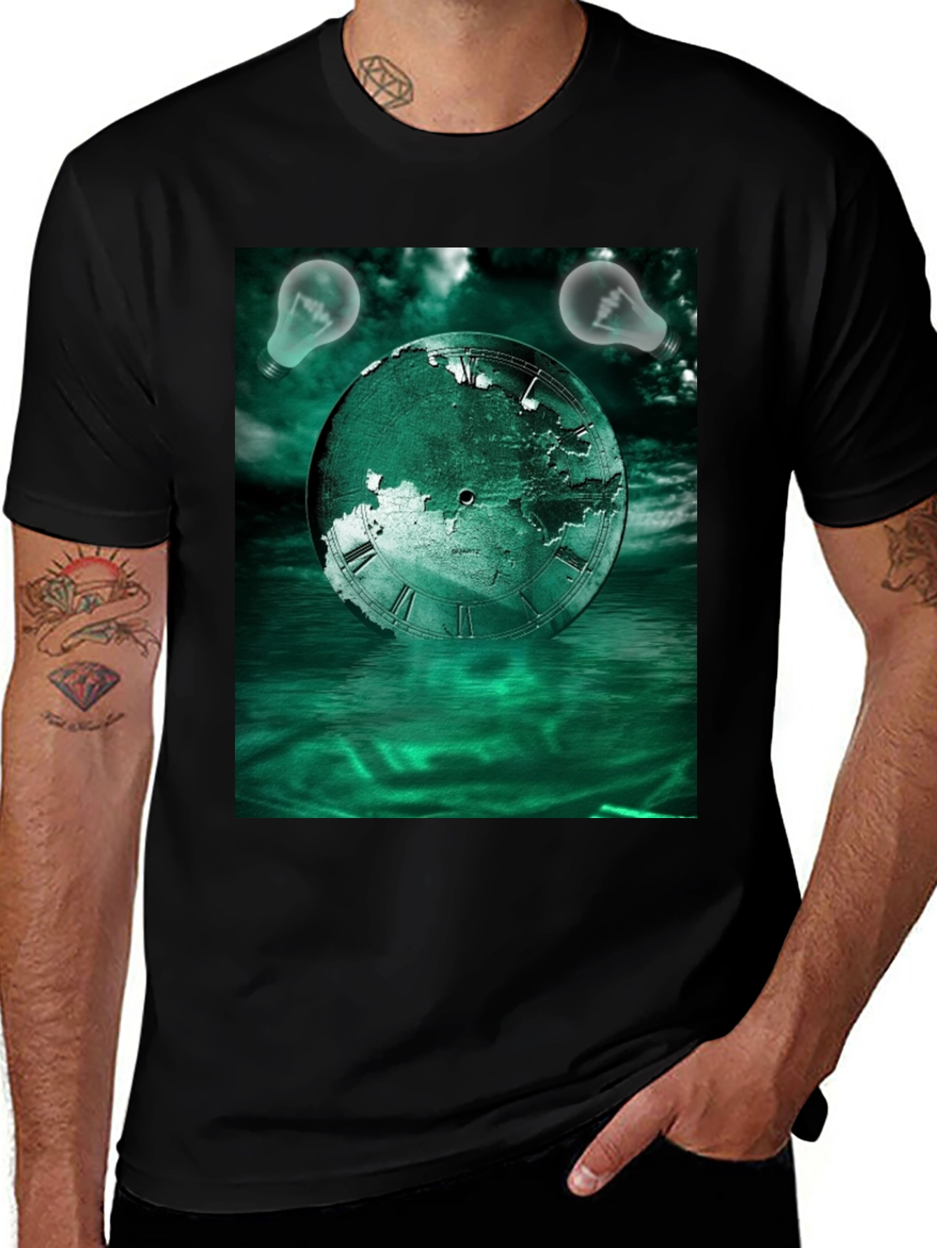 Variant 21 of Surreal Time Globe Graphic Tee