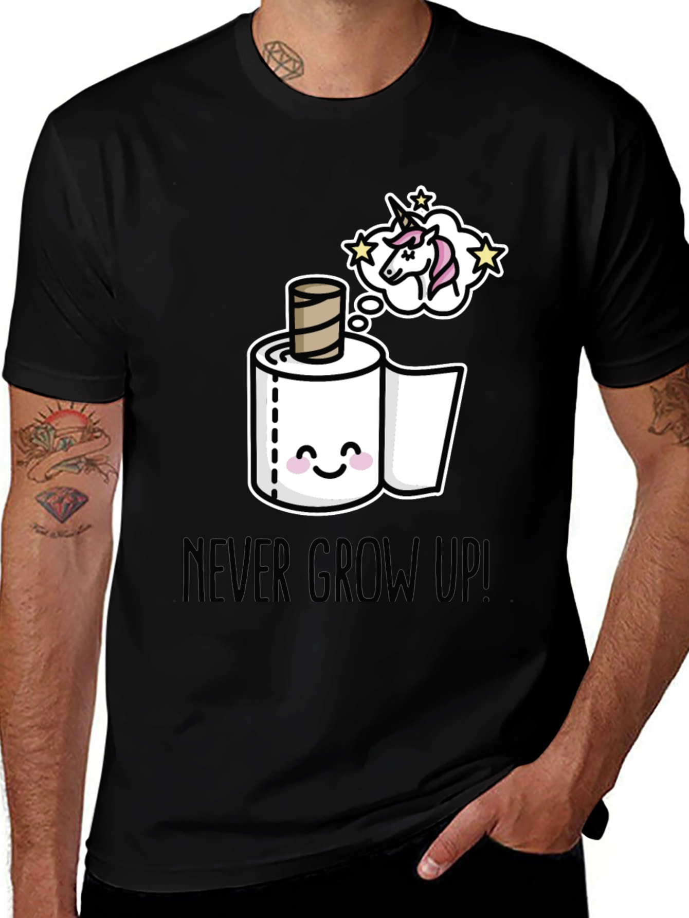 Variant 2 of Never Grow Up T-Shirt: Unicorn Toilet Paper Dream