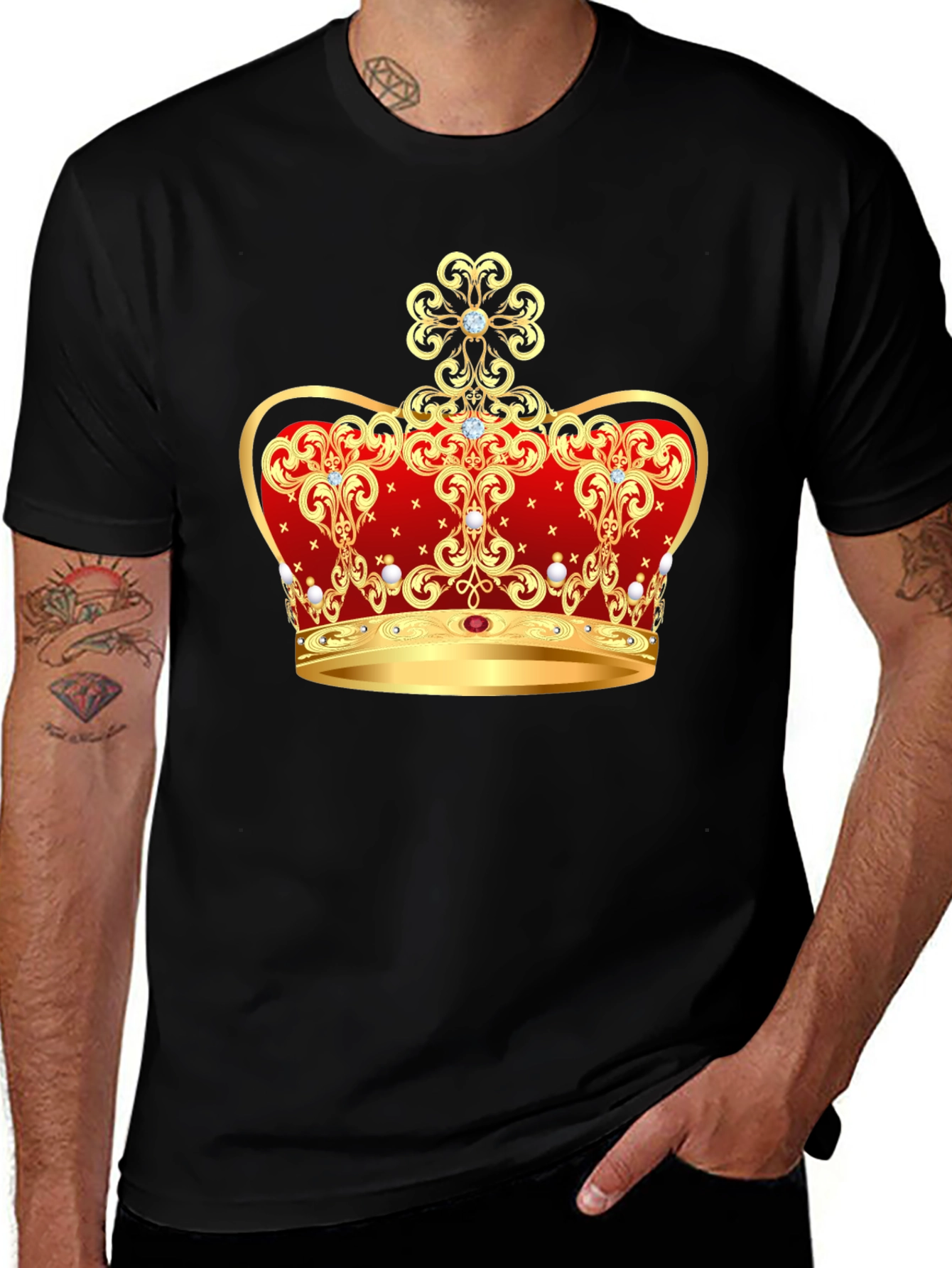 Variant 29 of Regal Crown Graphic Black T-Shirt