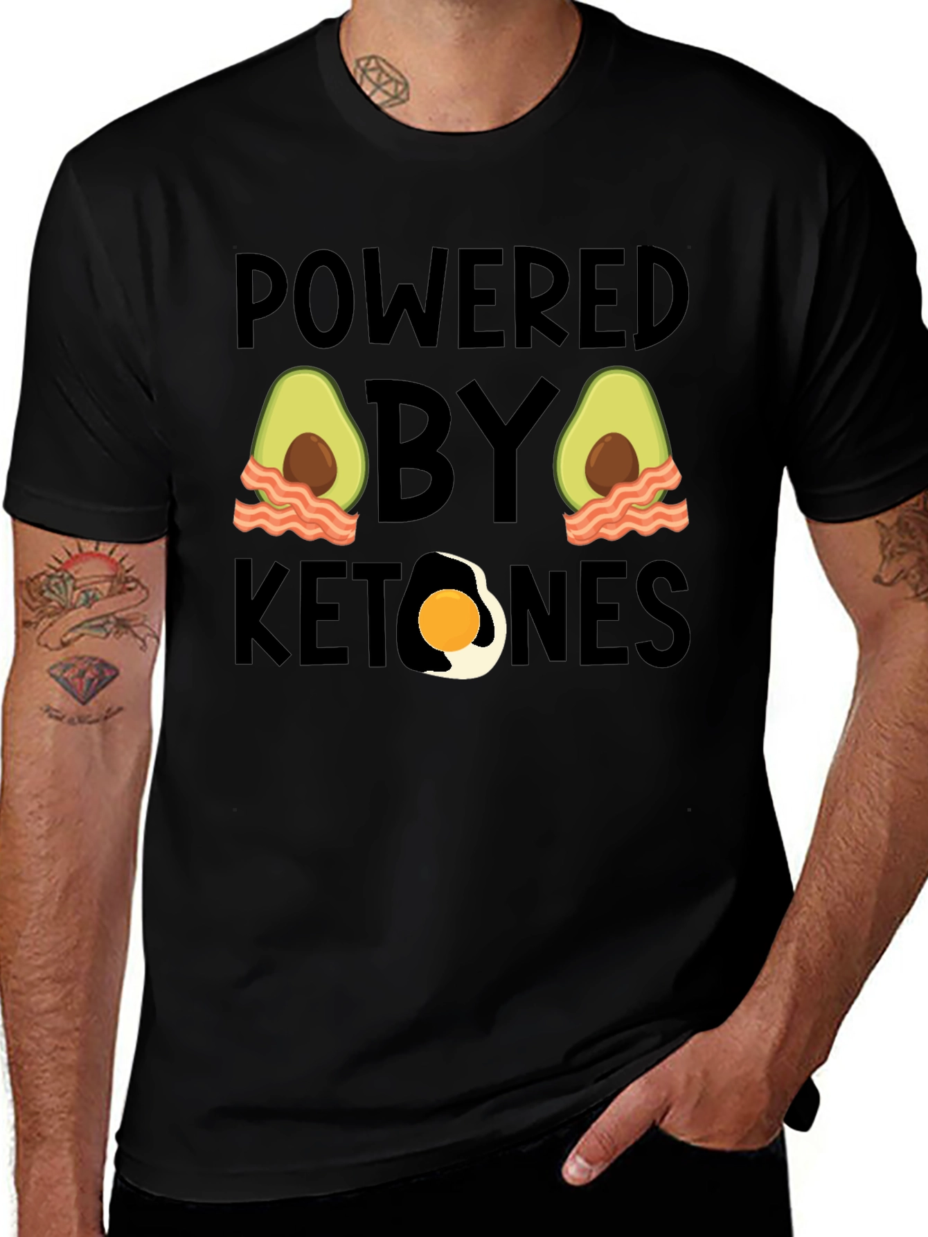 Variant 7 of Keto Diet T-Shirt Powered by Ketones Avocado Egg Bacon