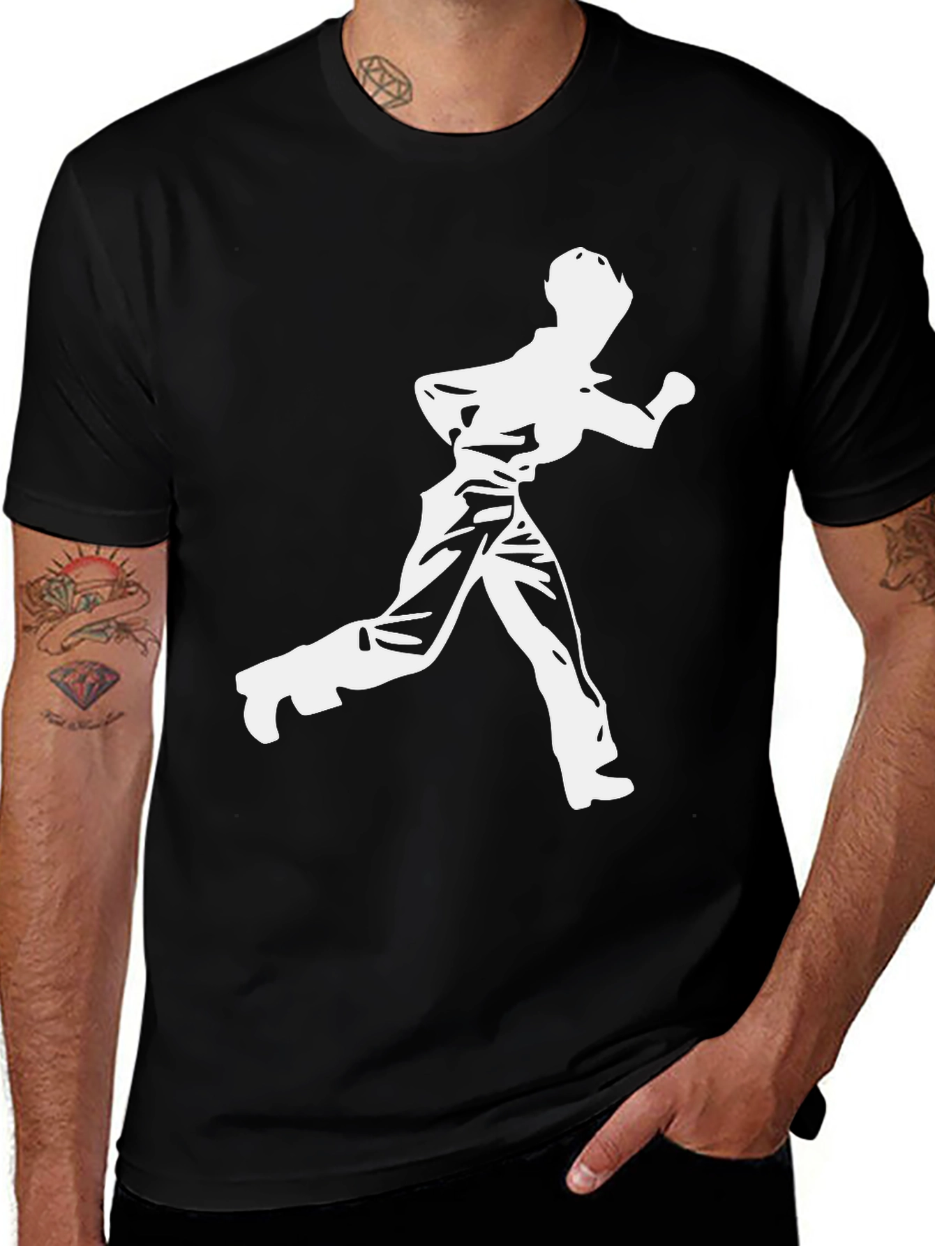 Variant 14 of Retro Runner Graphic Tee - Black Cotton T-Shirt