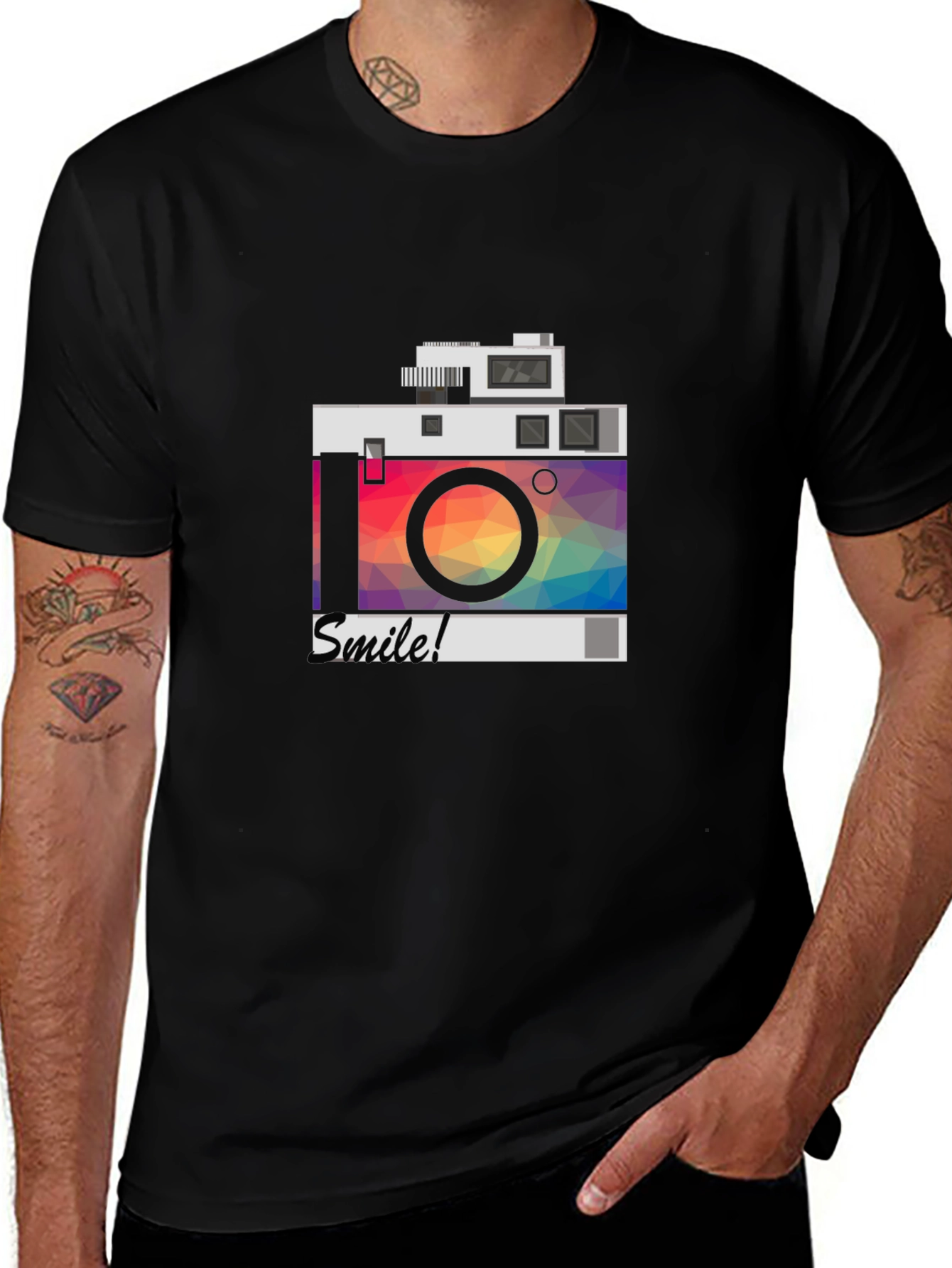 Variant 8 of Stylish Camera Graphic Tee - Smile!