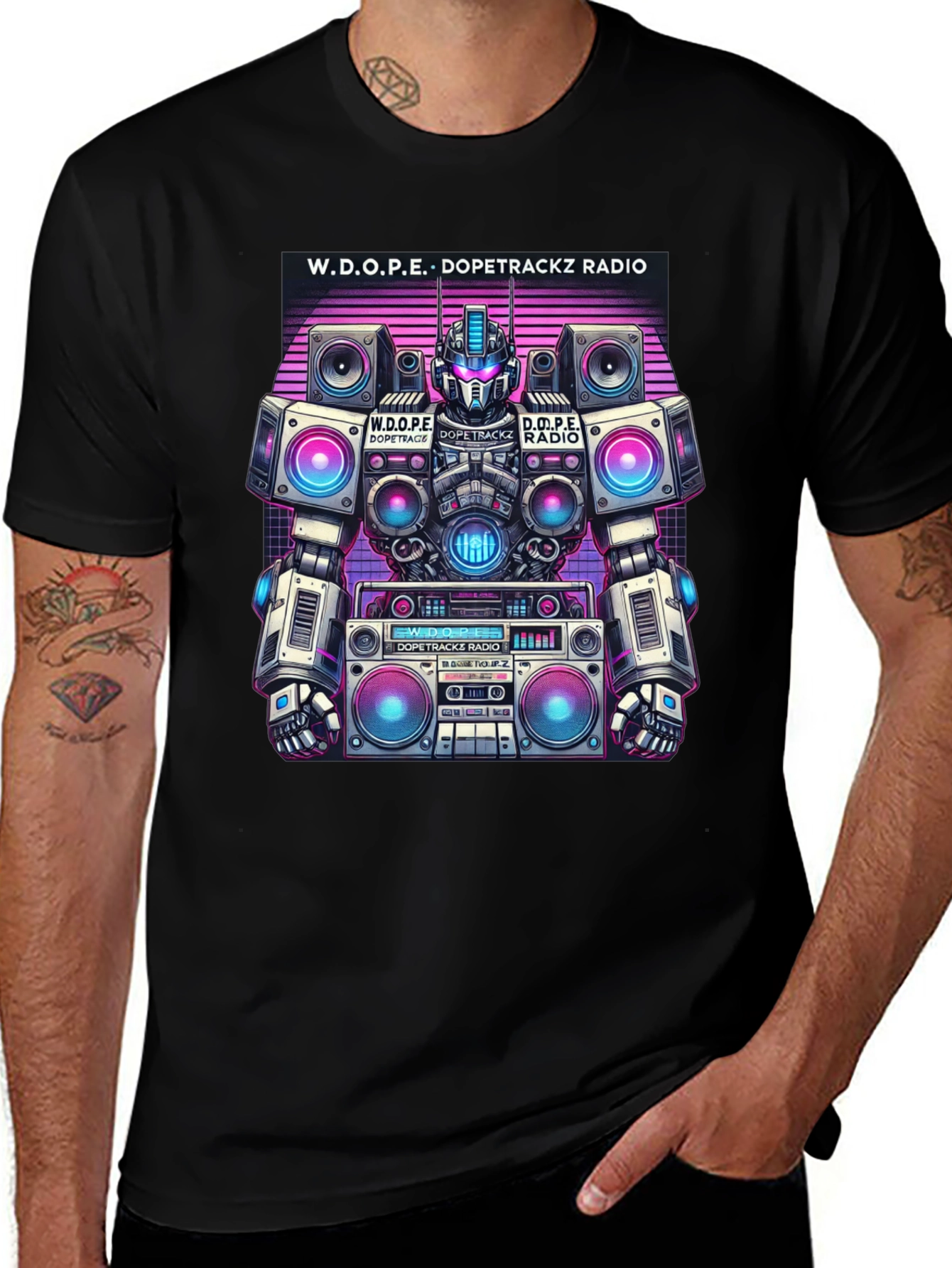 Variant 21 of DopeTrackz Radio Robot Graphic Tee