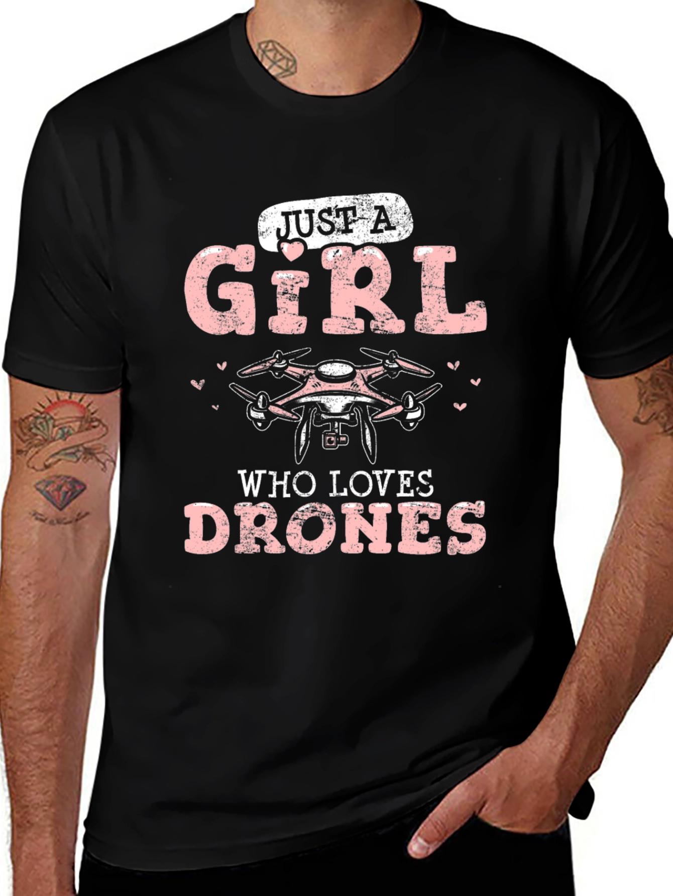 Variant 4 of Just A Girl Who Loves Drones Black T-Shirt