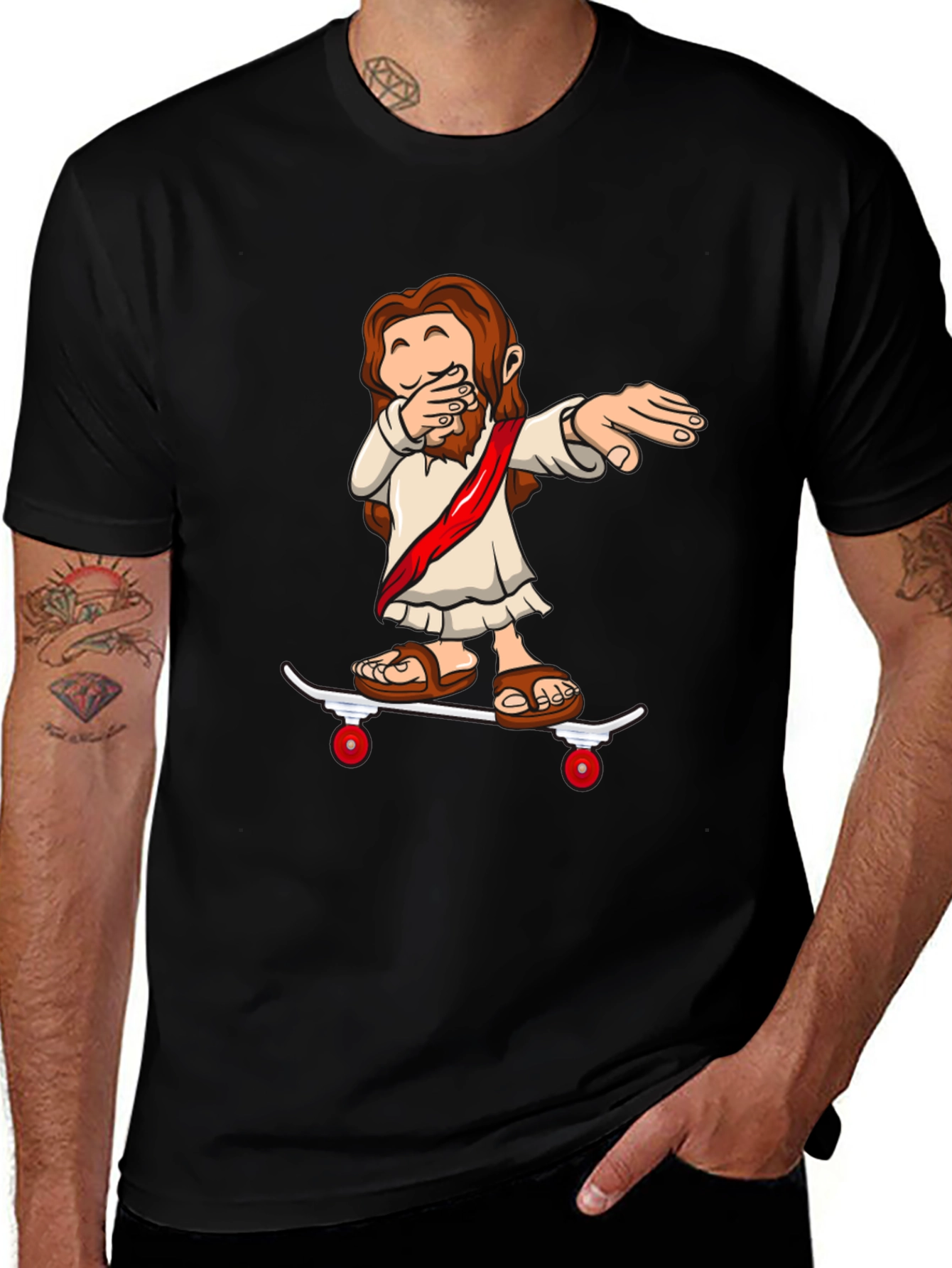 Variant 7 of Jesus Skateboard Dabbing Graphic Tee