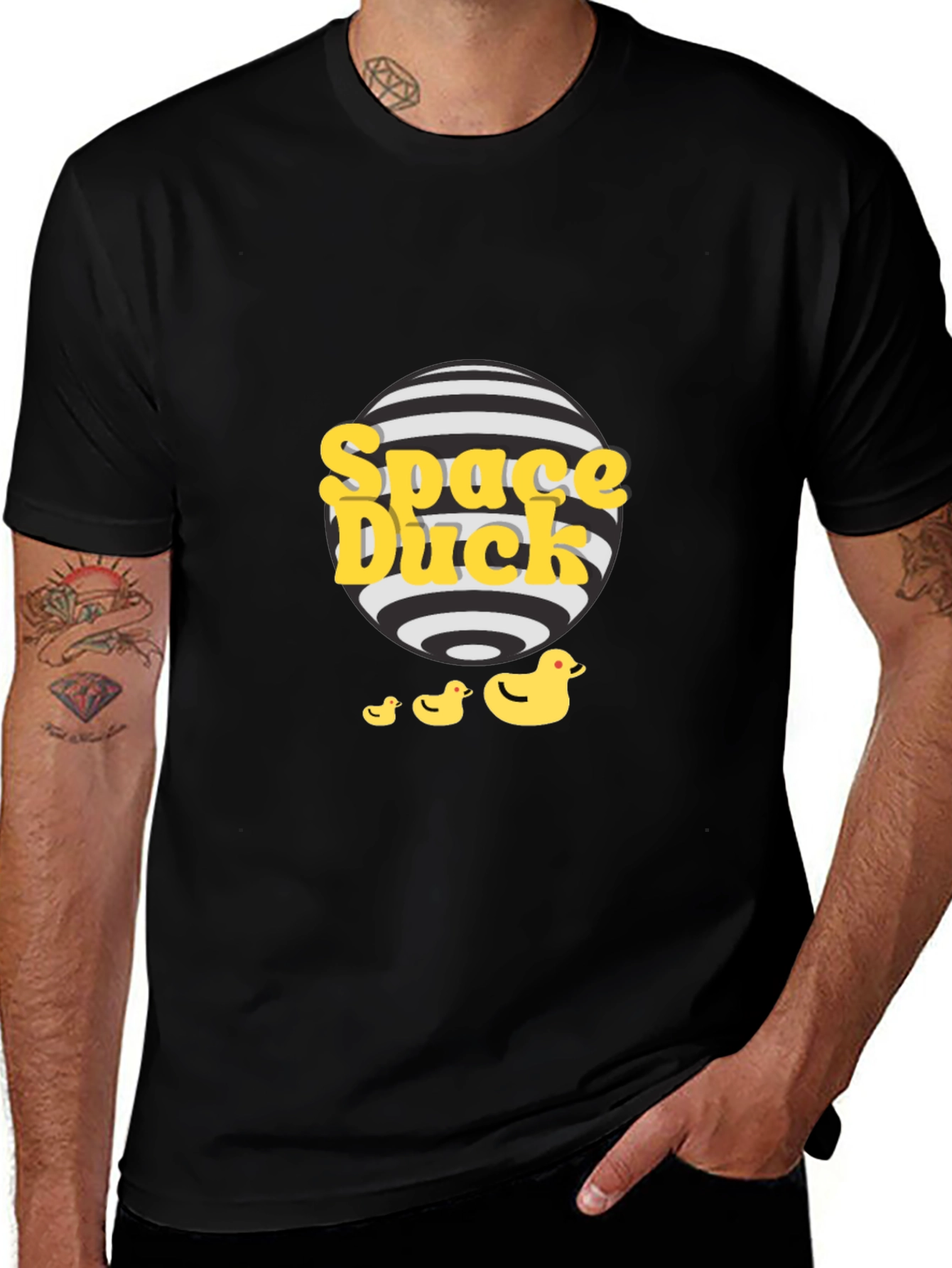 Variant 18 of Space Duck Graphic Tee - Quirky Black T-Shirt