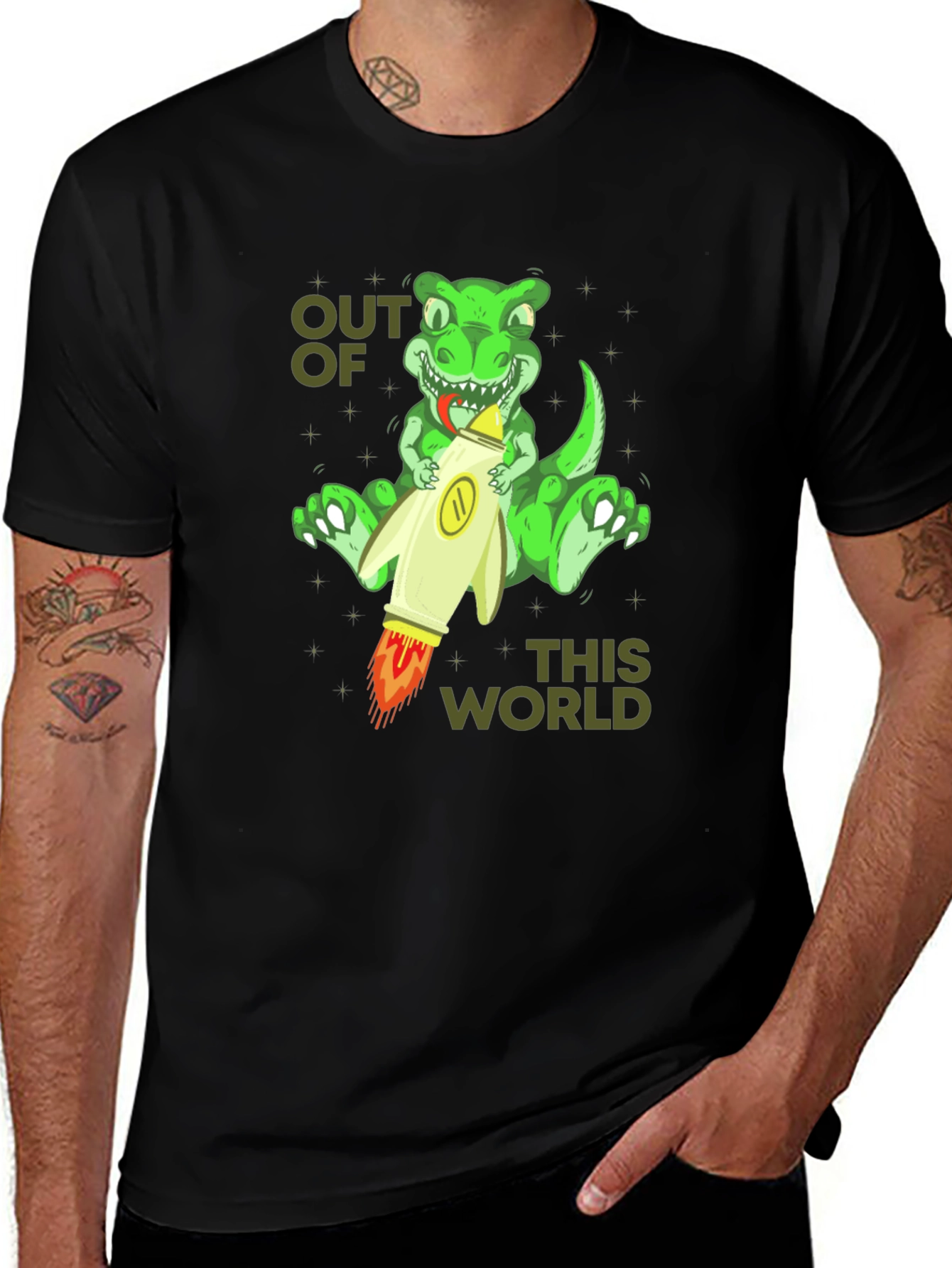 Variant 10 of Dinosaur Rocket T-Shirt - Out of This World Design