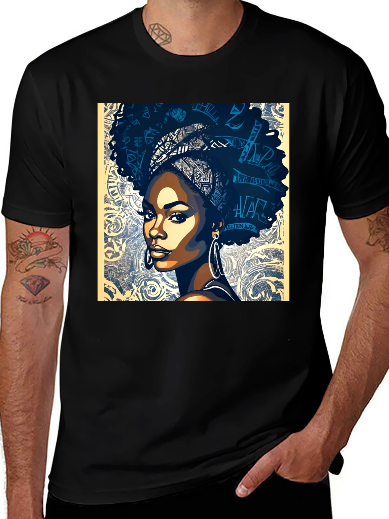 Black Woman Afro Art Graphic Tee - Stylish & Unique