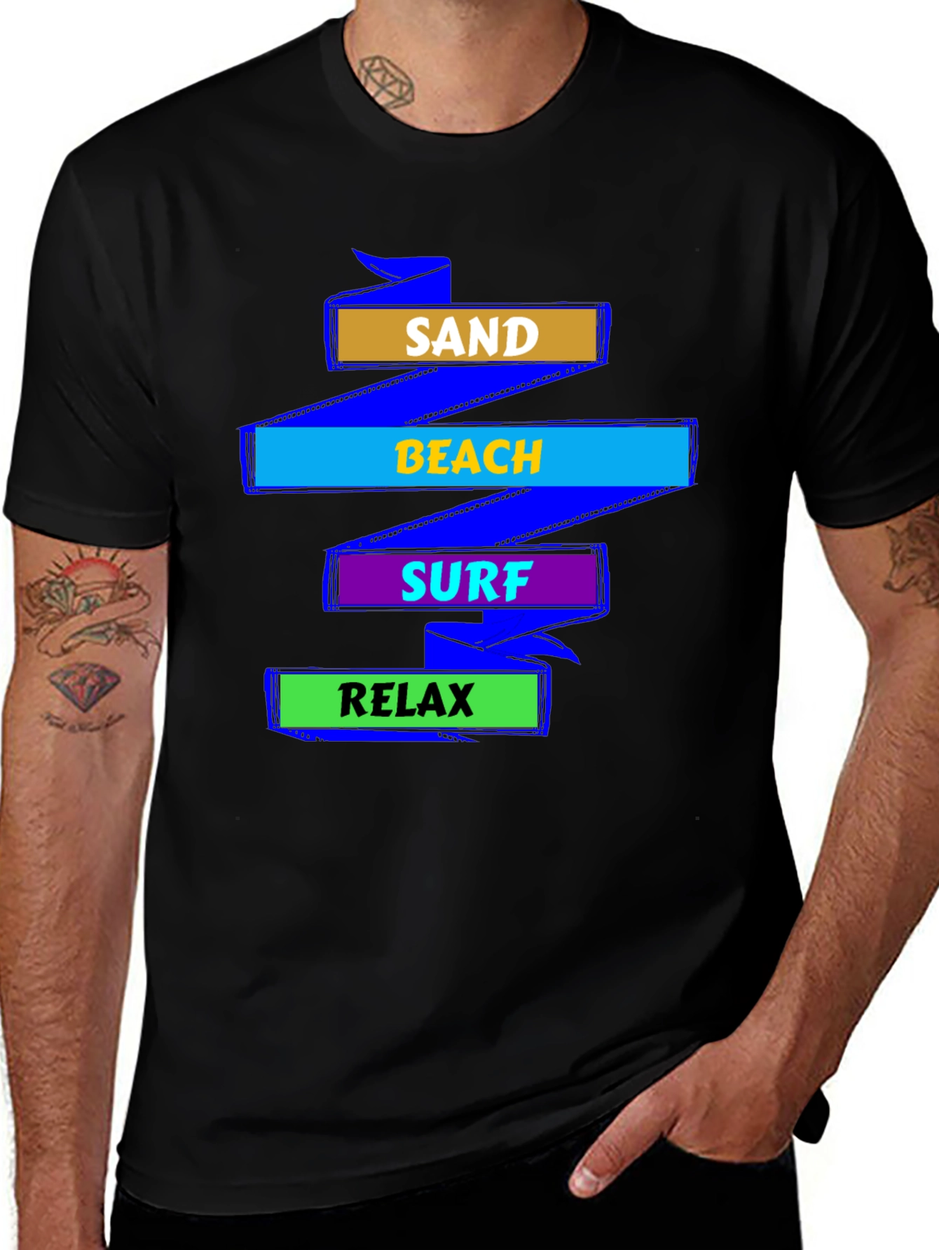 Sand Beach Surf Relax Graphic T-Shirt