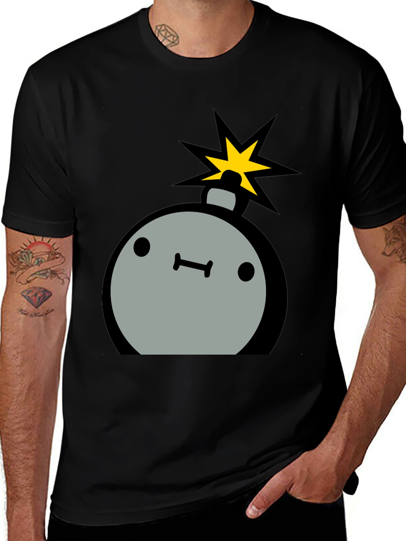Variant 15 of Cartoon Bomb Graphic Tee - Men's Black T-Shirt