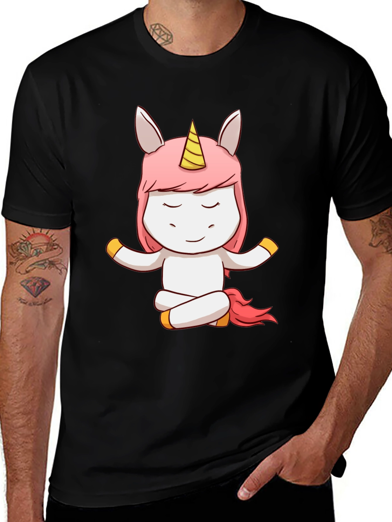 Variant 28 of Unicorn Yoga T-Shirt - Meditating Cartoon Tee