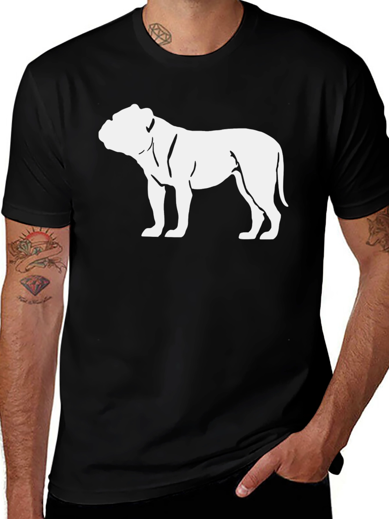 Variant 19 of Bulldog Graphic Tee - Black Cotton Blend