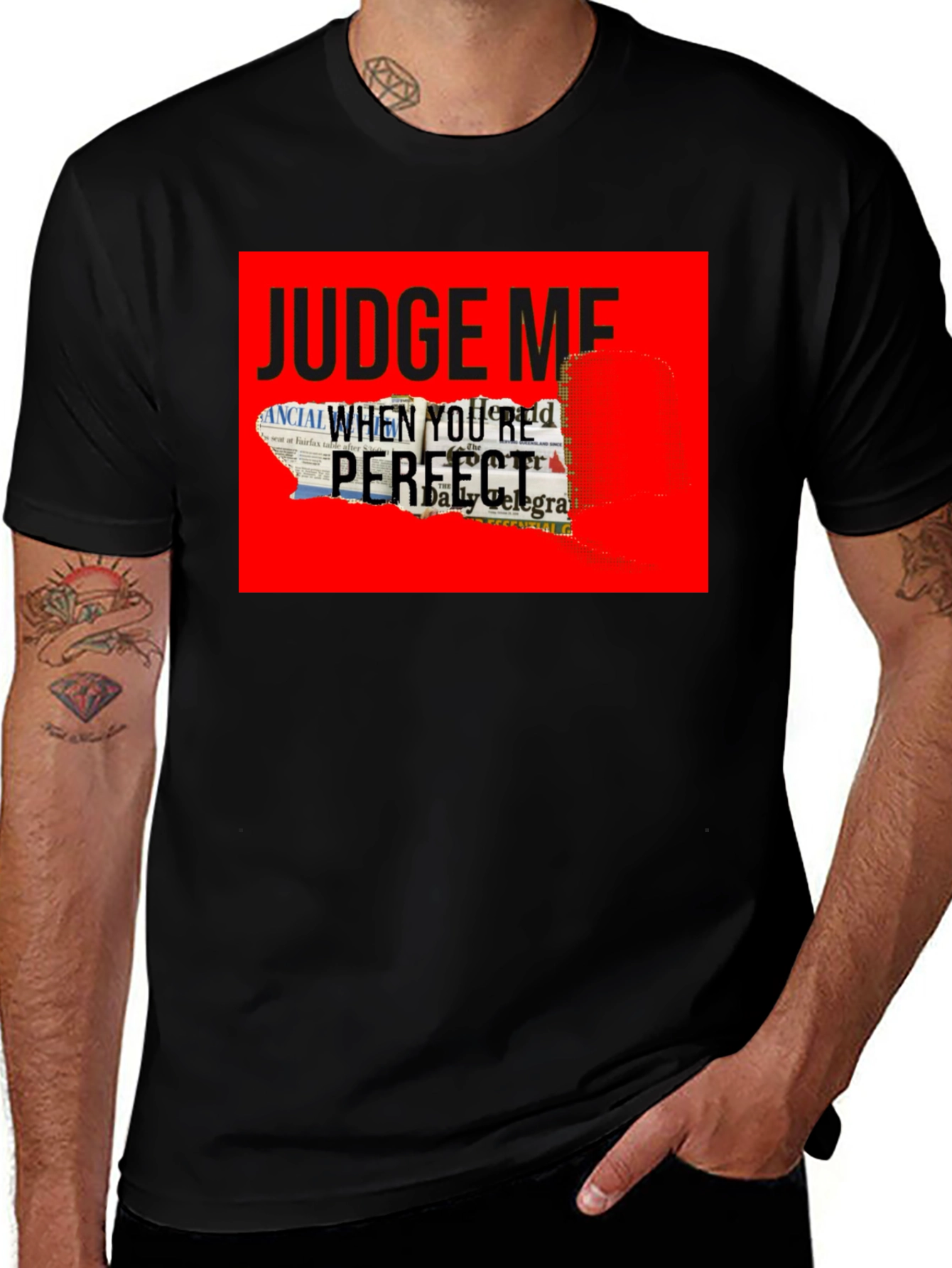 Variant 12 of Judge Me When You're Perfect Black T-Shirt