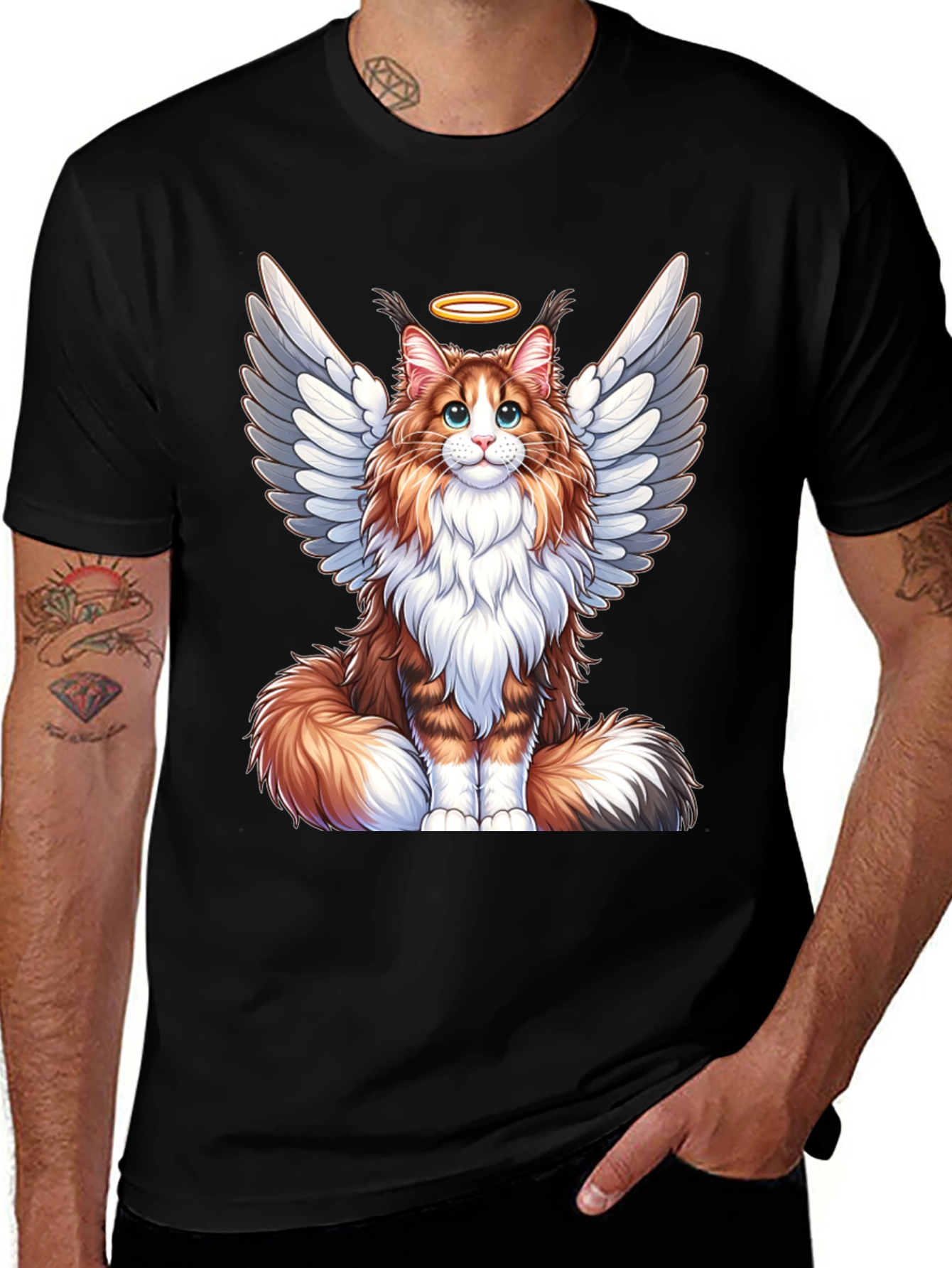 Variant 9 of Angel Cat T-Shirt: Fluffy Wings & Halo