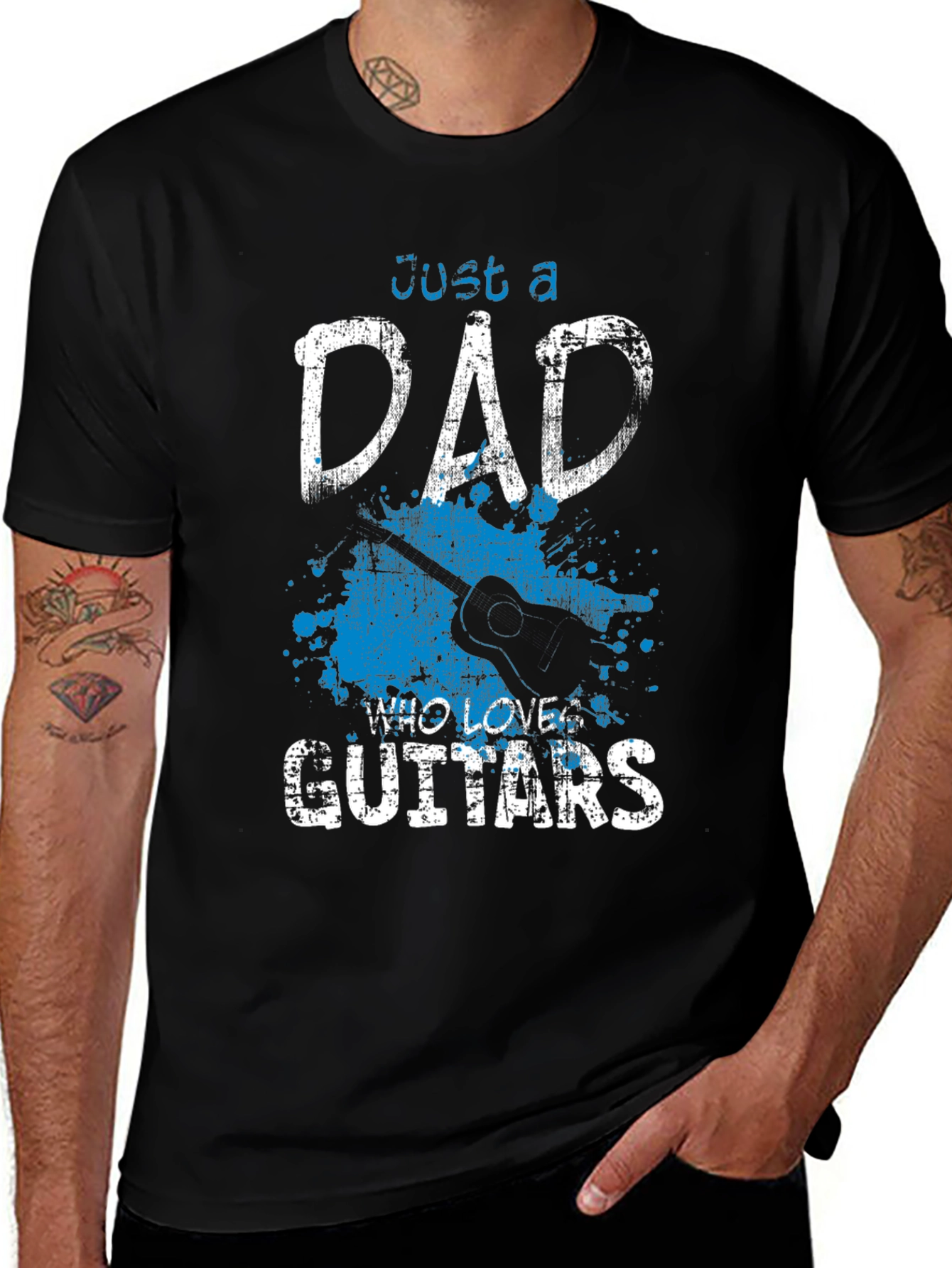 Variant 27 of Dad Who Loves Guitars Black T-Shirt