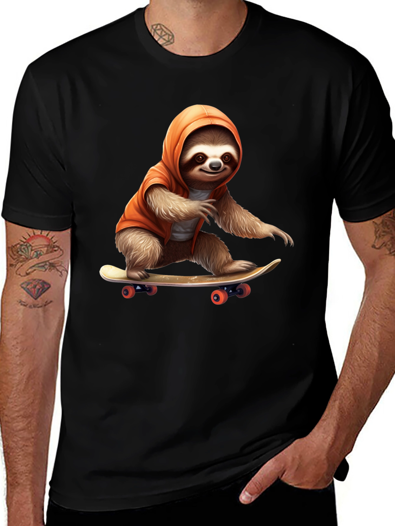 Variant 9 of Sloth Skateboarder Graphic Tee