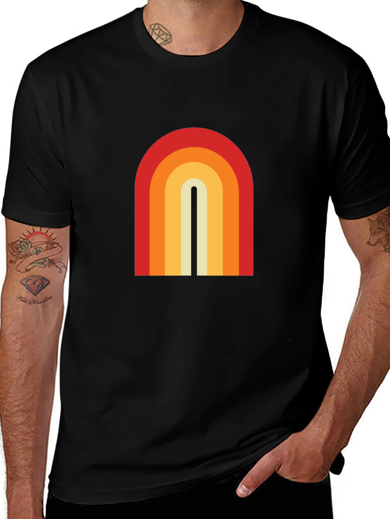 Variant 10 of Retro Rainbow Arch Graphic Tee - Vintage Style