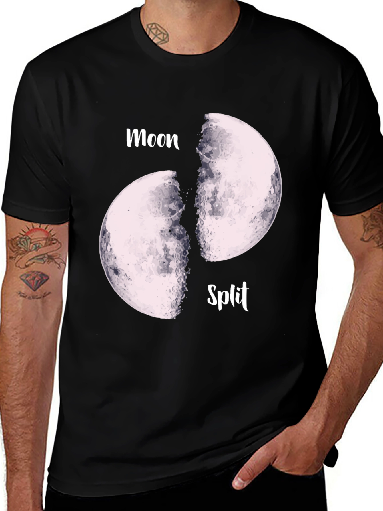 Moon Split Graphic Tee - Unique Design T-Shirt