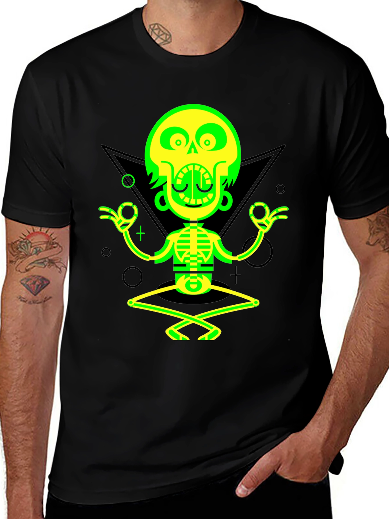 Variant 8 of Yoga Skeleton Graphic Tee - Black