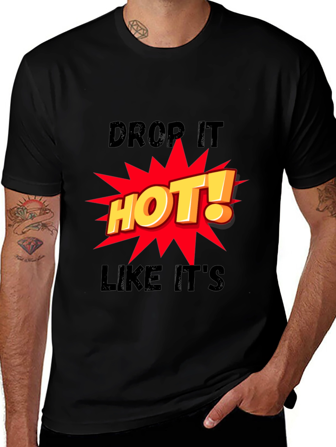 Variant 14 of Drop It HOT! Graphic Print Black T-Shirt