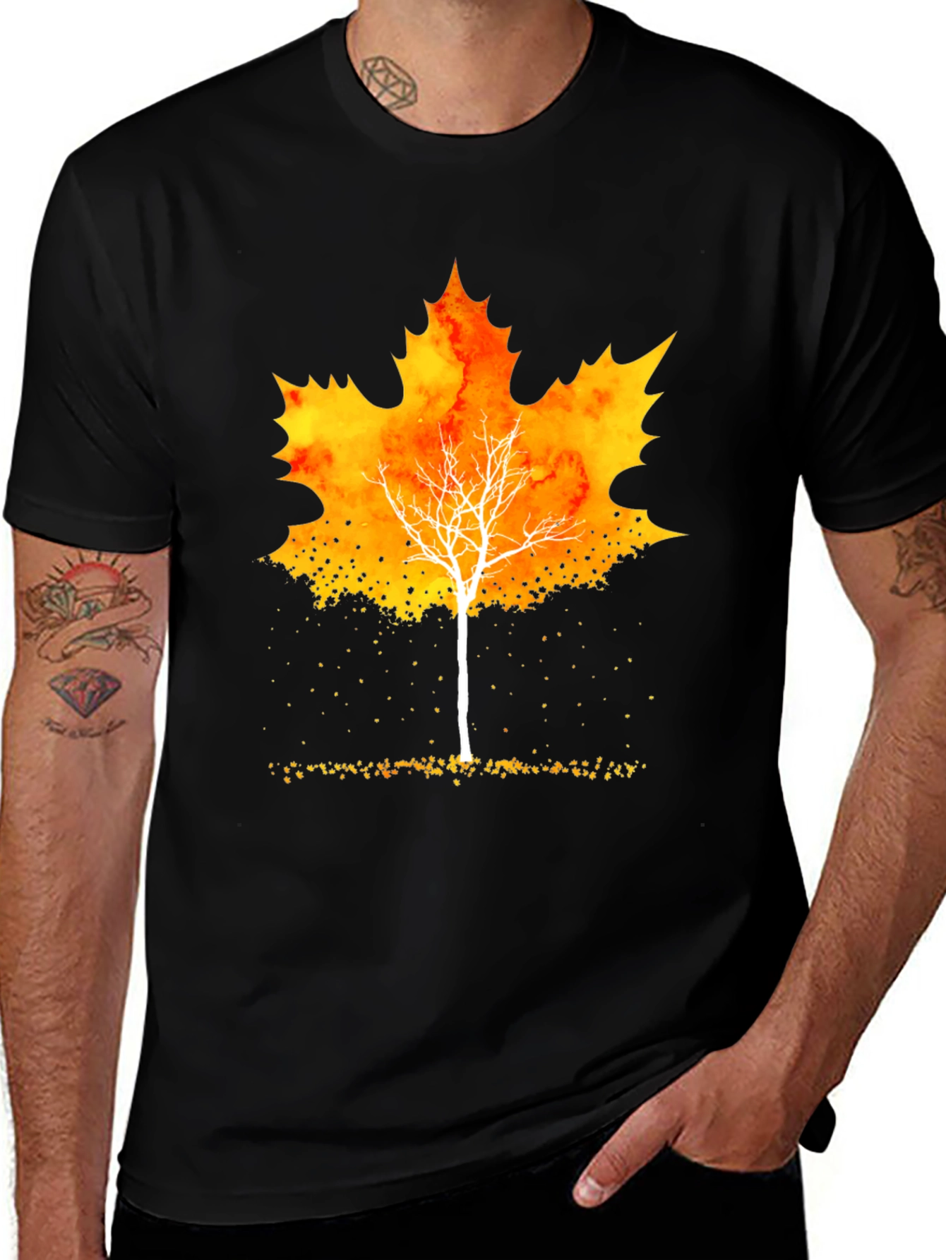 Variant 7 of Autumn Leaf Tree Graphic Tee - Stylish Fall Apparel