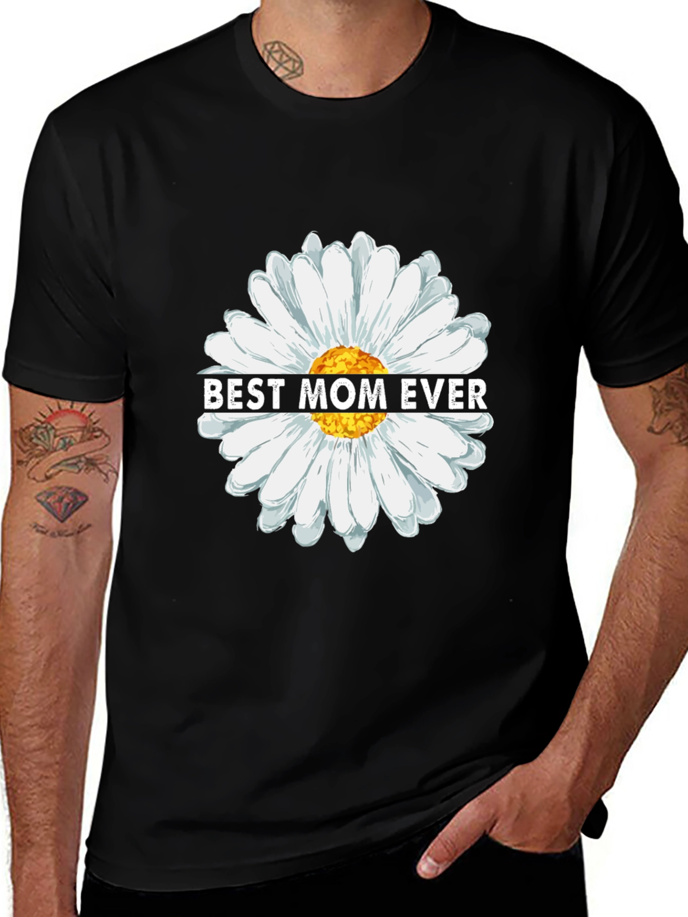 Variant 22 of Best Mom Ever Daisy Graphic Tee - Black