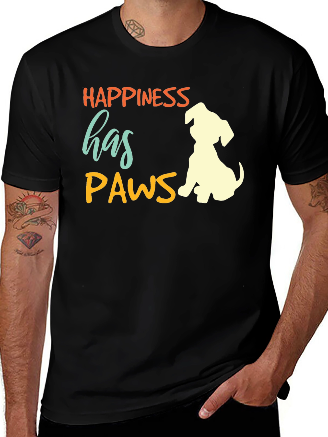 Variant 19 of Happiness Has Paws T-Shirt
