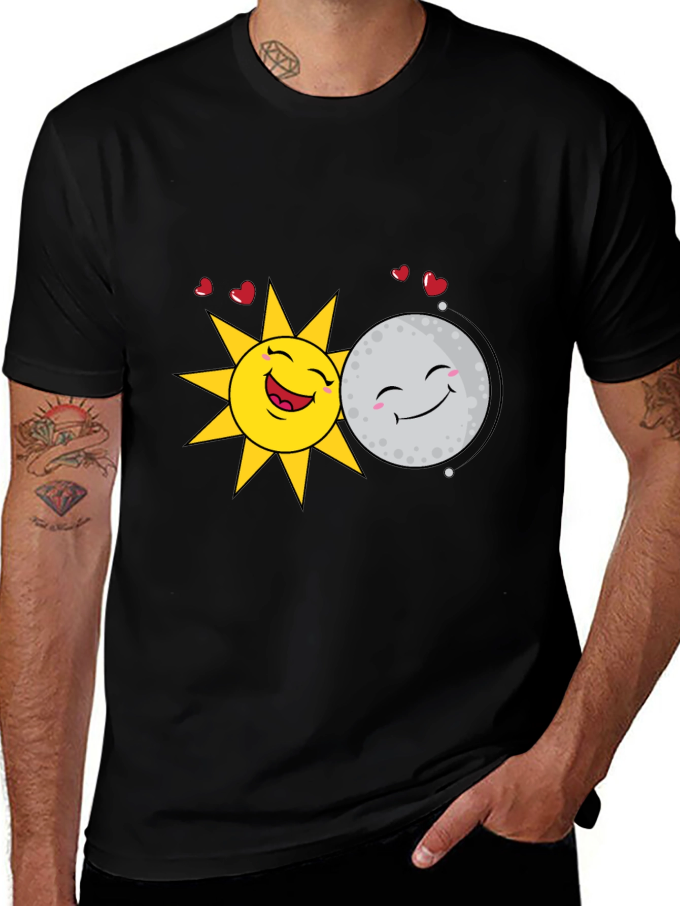 Variant 18 of Sun & Moon Graphic Tee - Black Casual Comfort