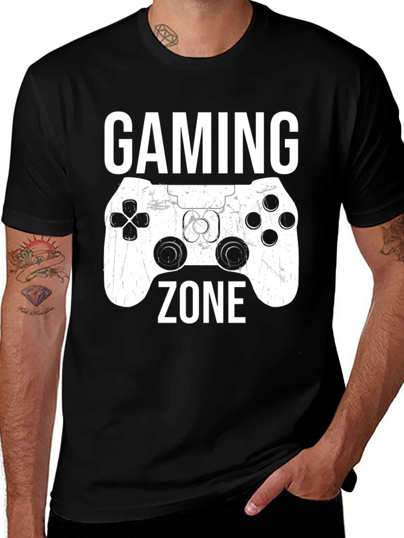 Variant 29 of Gaming Zone Graphic T-Shirt - Black Cotton Tee for Gamers