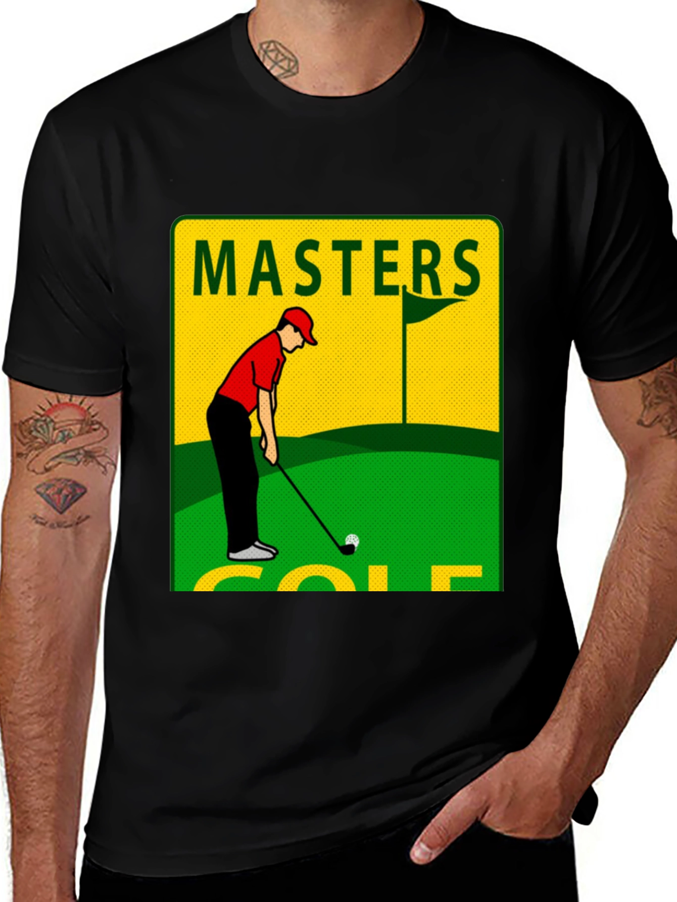 Variant 25 of Masters Golf Graphic Tee - Black Cotton T-Shirt