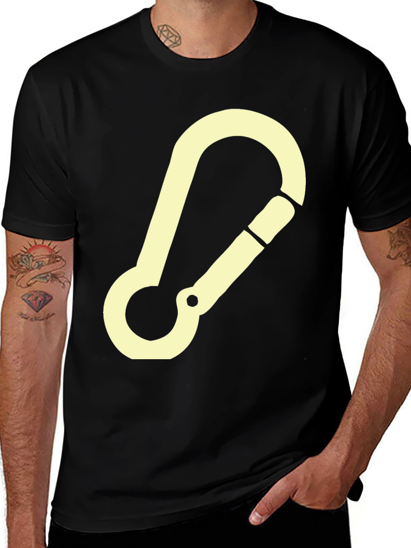 Variant 23 of Carabiner Graphic Tee - Black Cotton T-Shirt