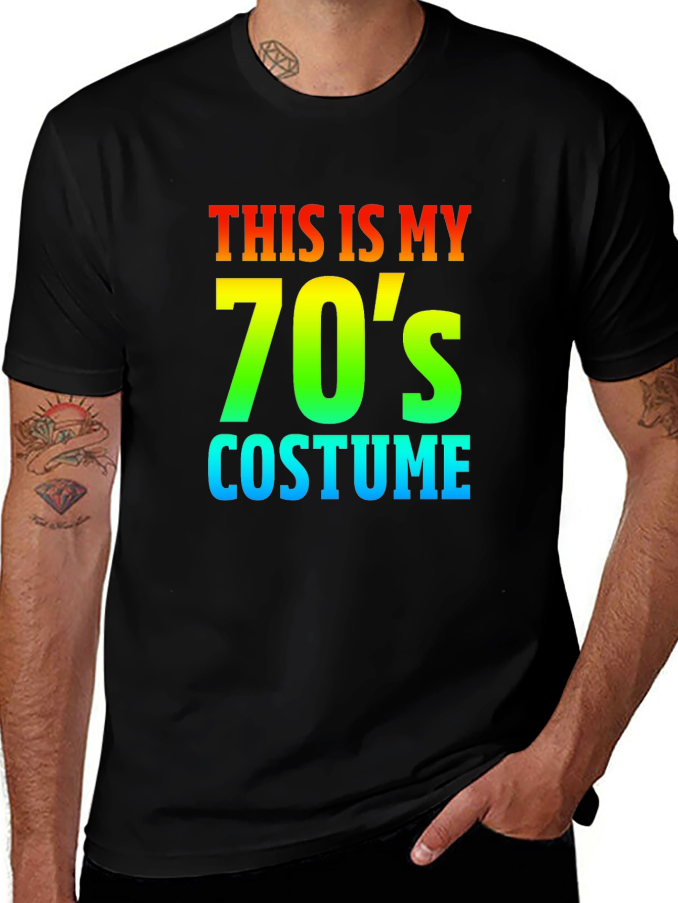 Variant 11 of 70's Costume Rainbow Text Graphic T-Shirt