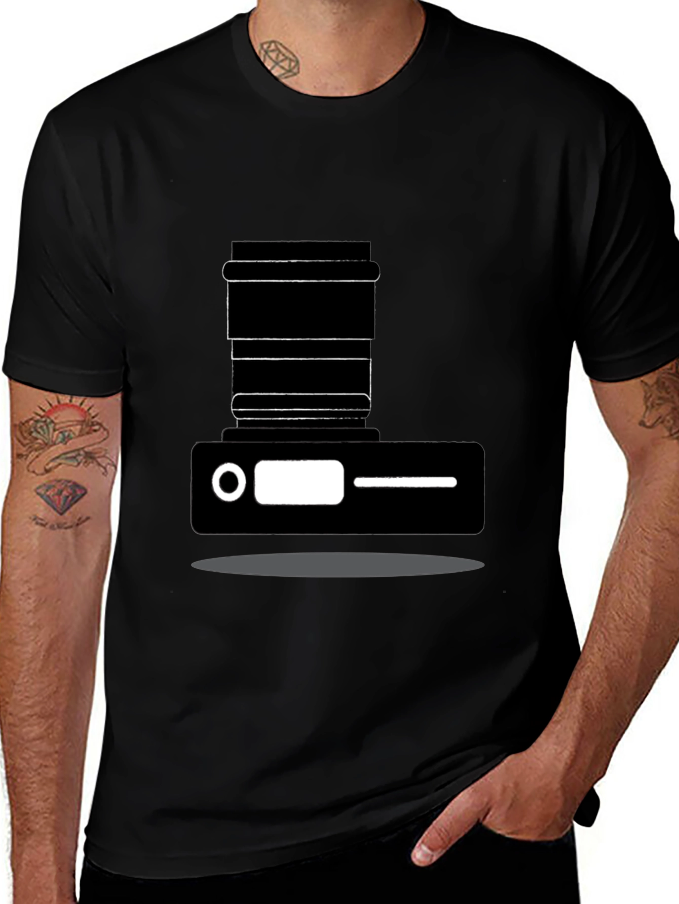Variant 16 of Retro Camera Graphic Tee - Black Cotton T-Shirt