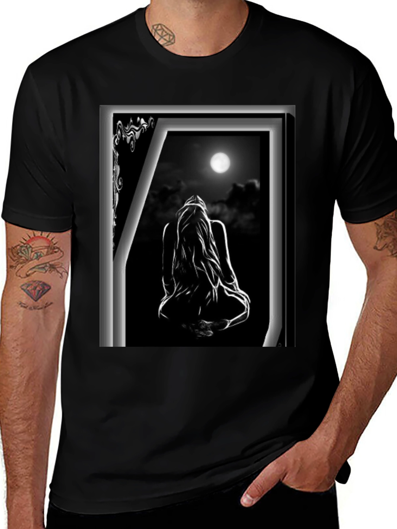 Moonlit Silhouette Graphic T-Shirt